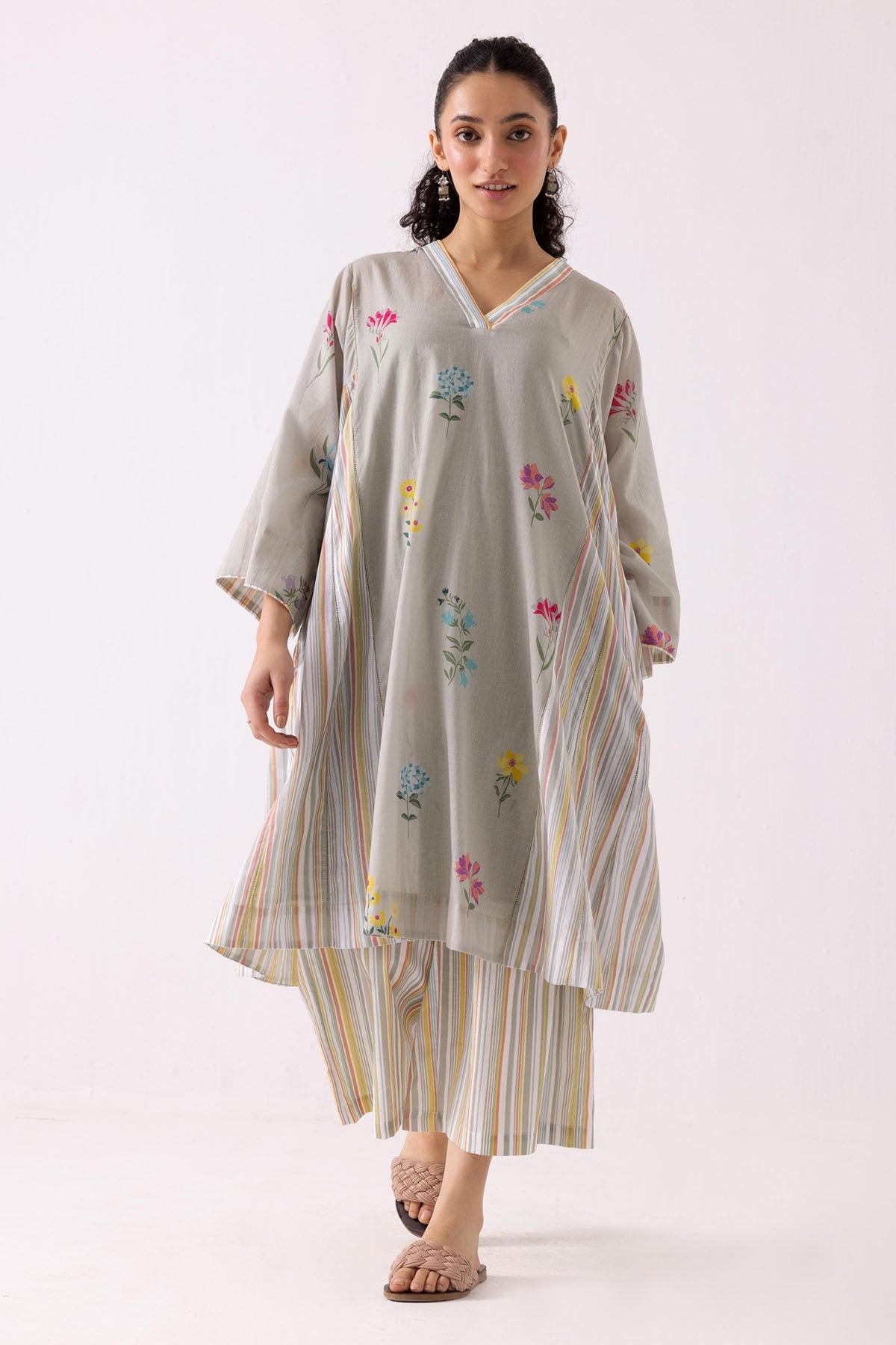 Label Shreya Sharma Green Cotton Choga Kurta Set for women online at ScrollnShops