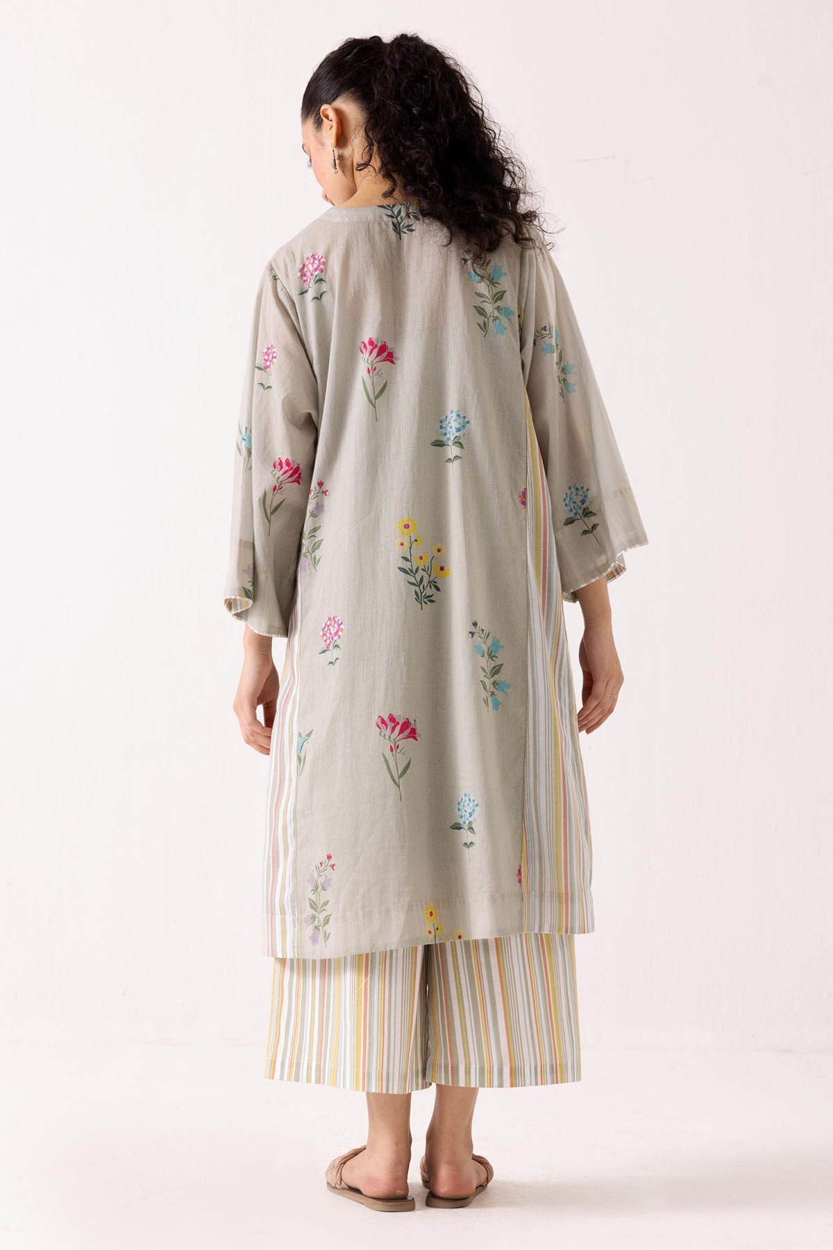 Green Cotton Choga Kurta Set