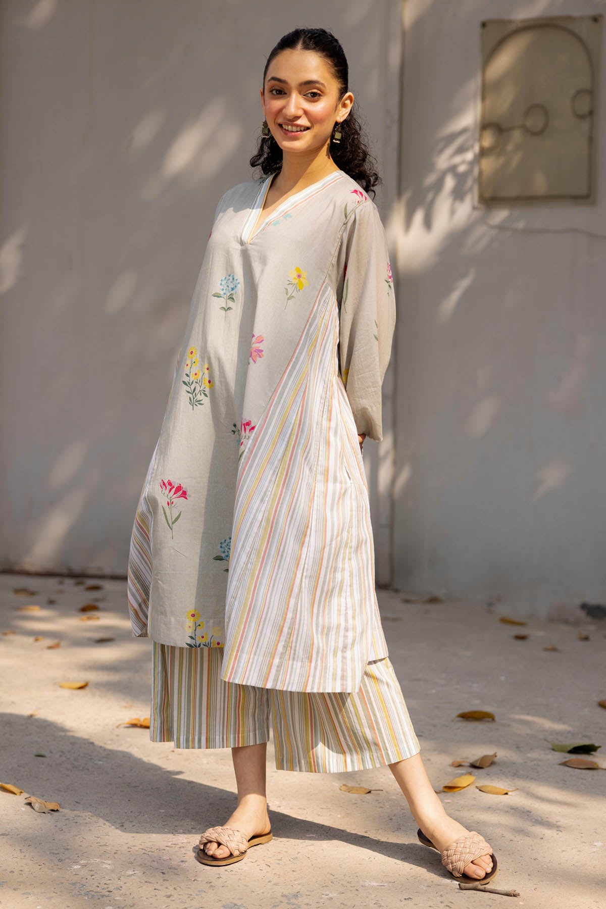 Green Cotton Choga Kurta Set