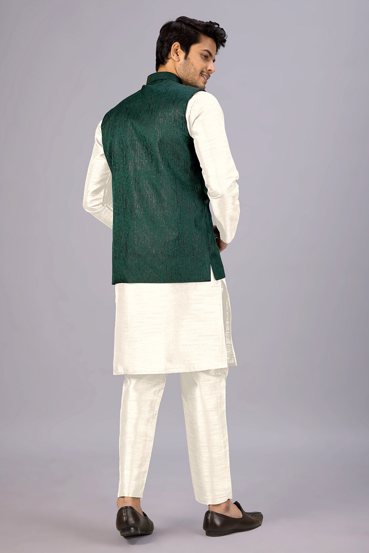 Green Cotton Embroidered Bundi