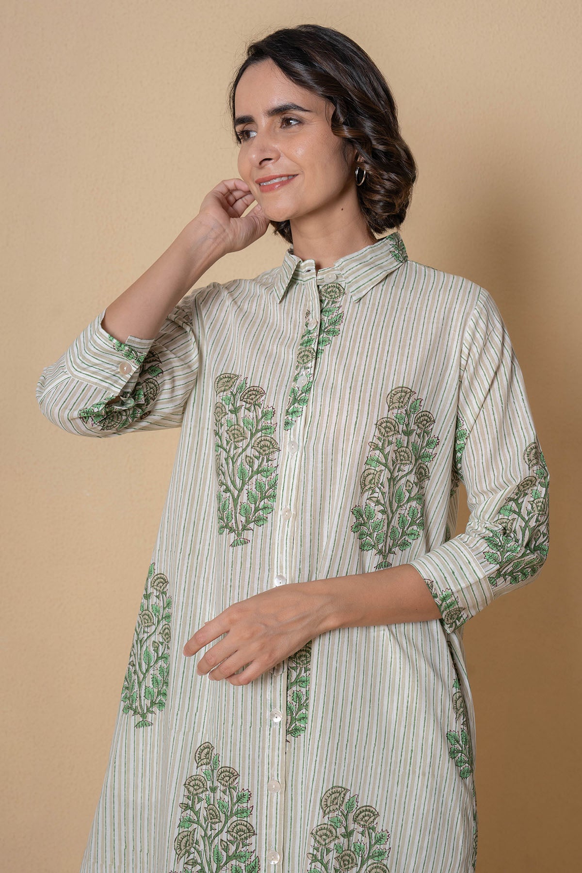 Green Cotton Kurta And Pants