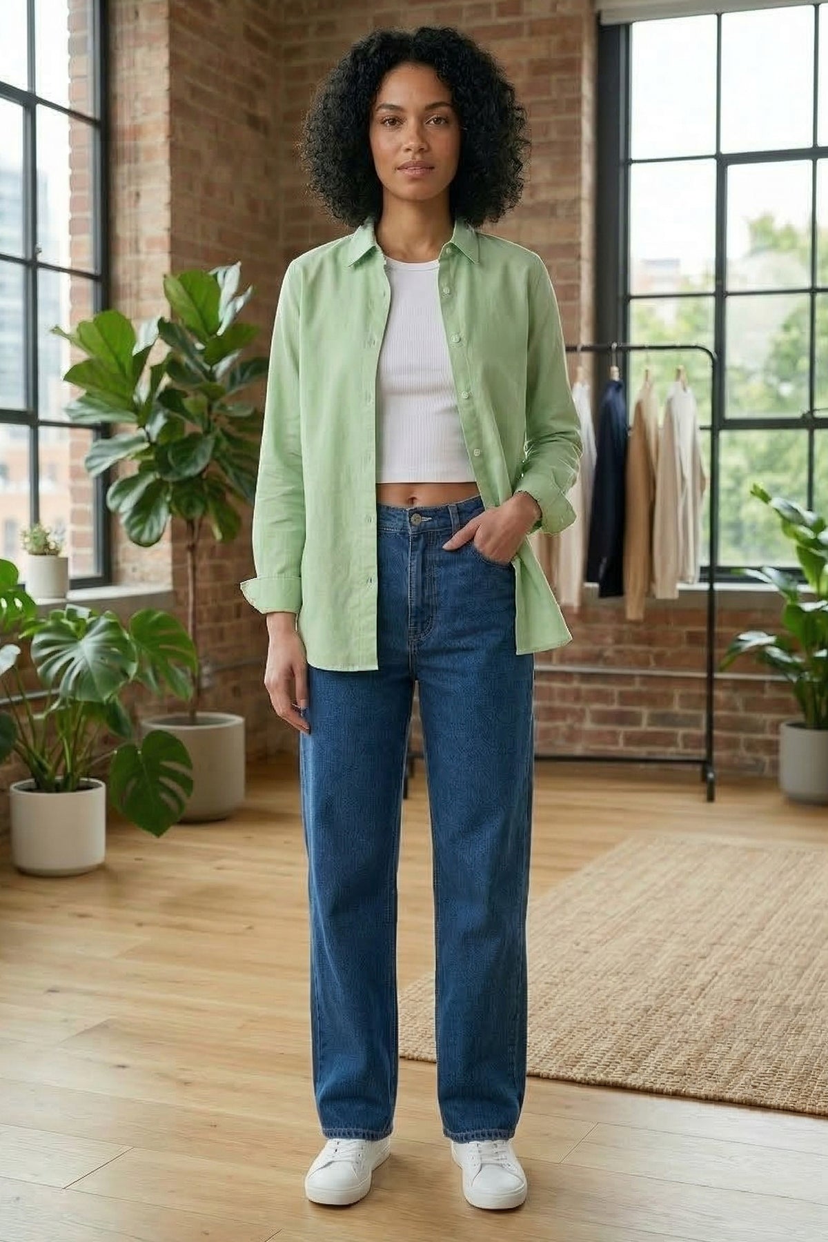 Buy Cotton Linen Green Collar Shirt for women by Sneha B online available at scrollnshops