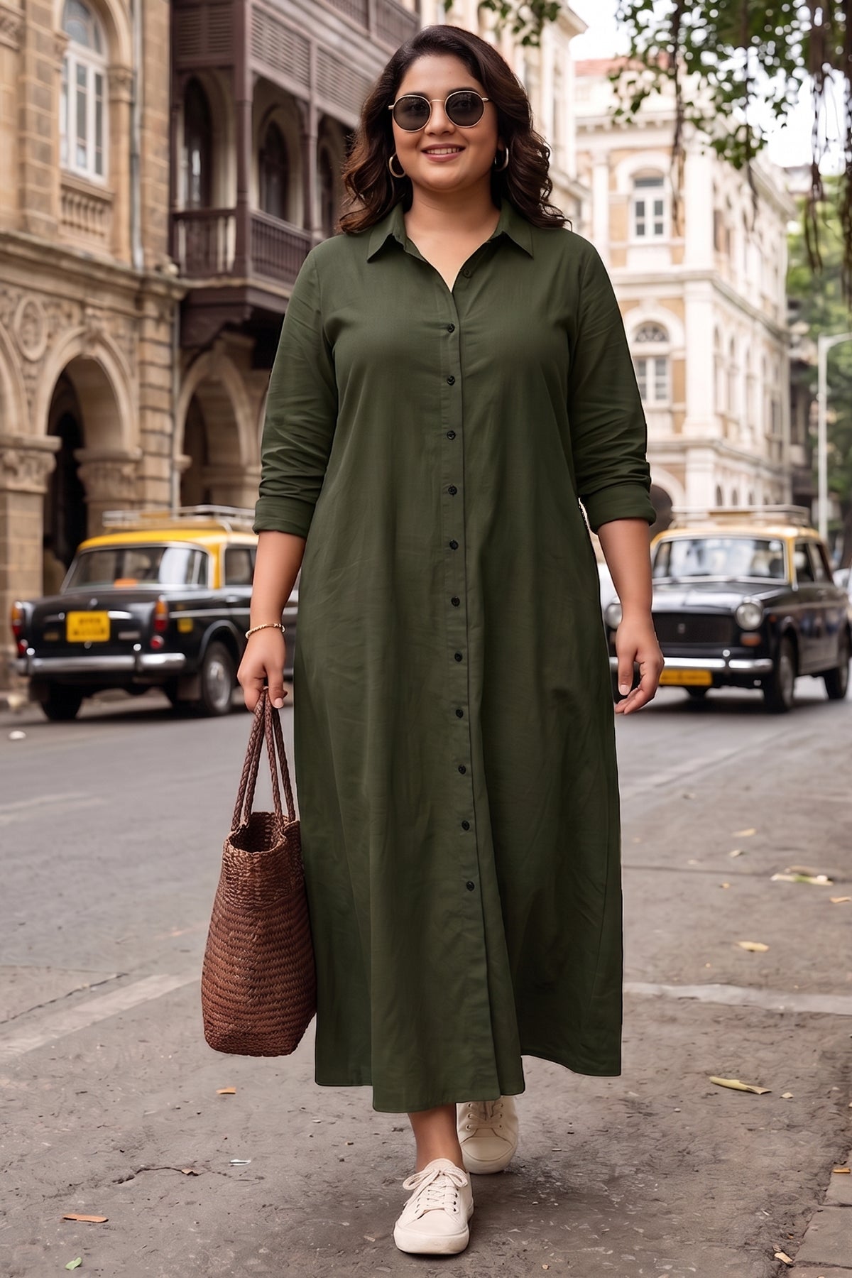 Buy Green Cotton Maxi Shirt Dress for women by Sneha B online available at scrollnshops