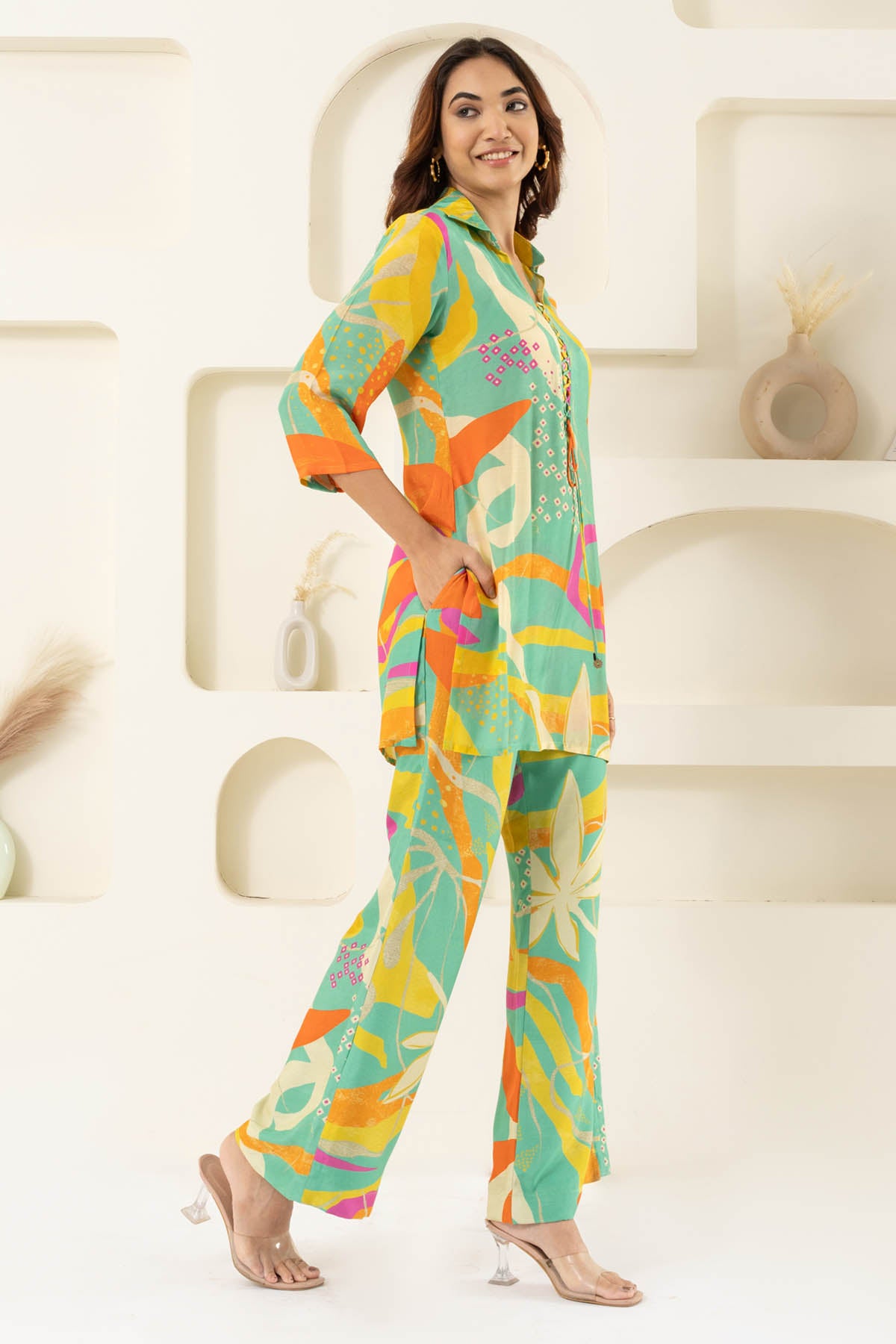 Green Cotton Muslin Co-ord Set