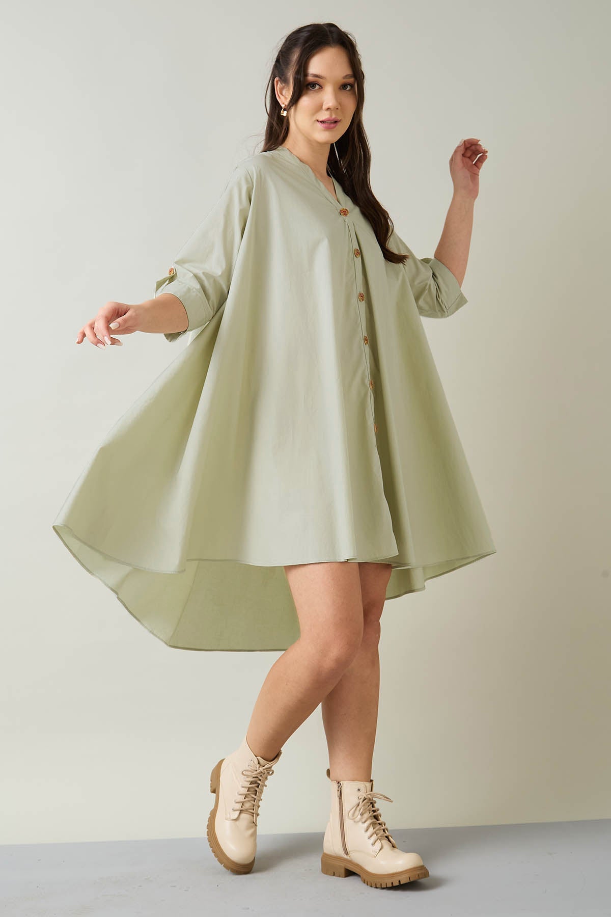 Buy Green Cotton Oversized Dress for Women by SNEHA B Designer online available at scrollnshops