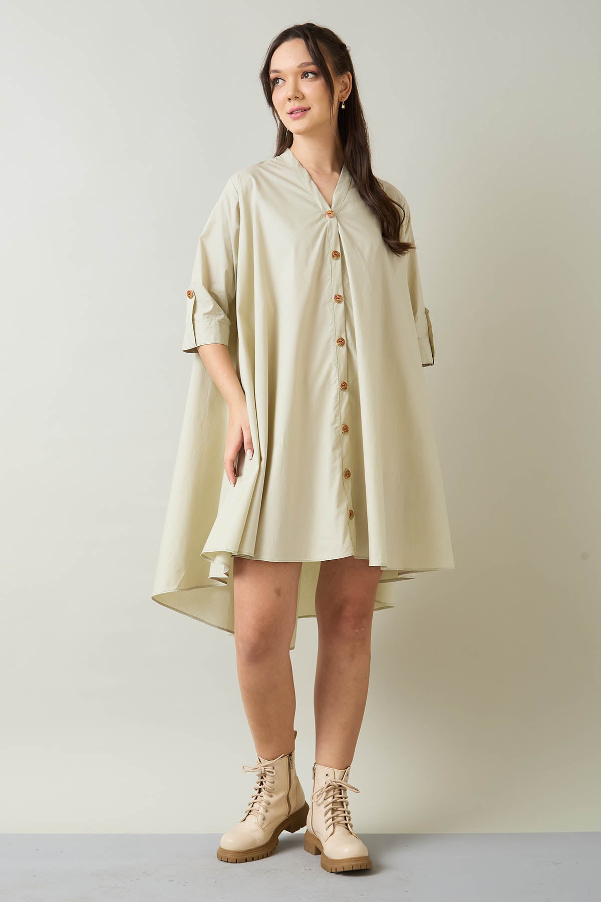 Buy Green Cotton Oversized Dress by 7teen12 for women online at ScrollnShops