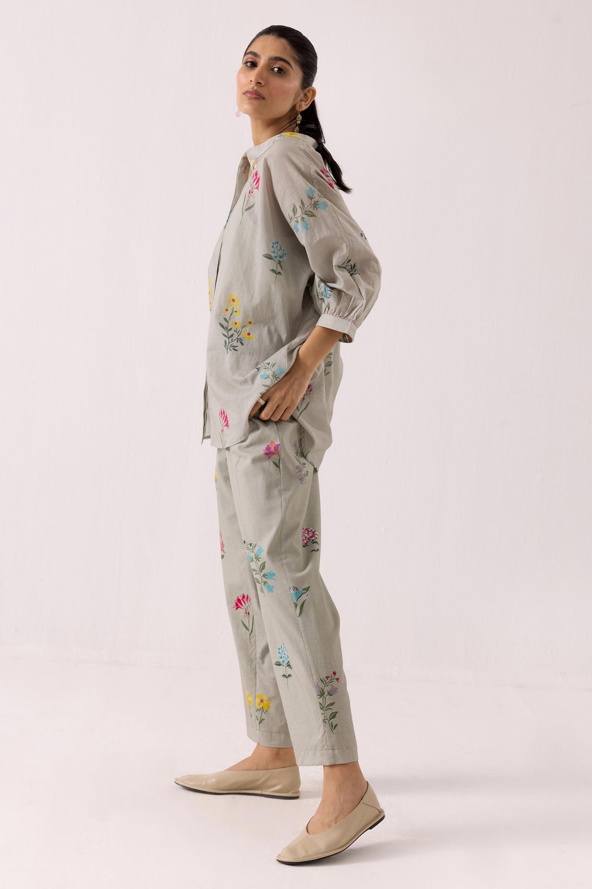 Green Cotton Print Shirt & Pants