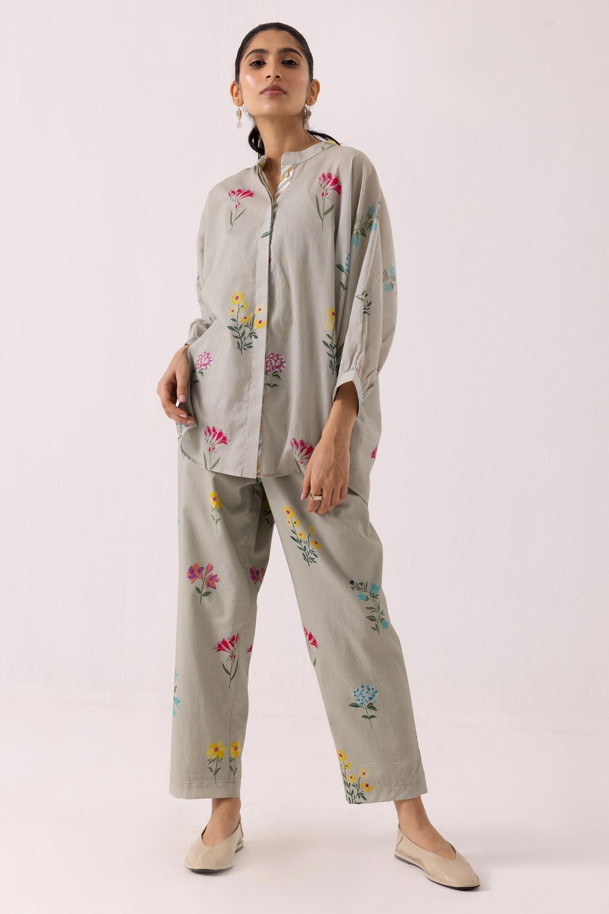 Label Shreya Sharma Green Cotton Print Shirt & Pants for women online at ScrollnShops