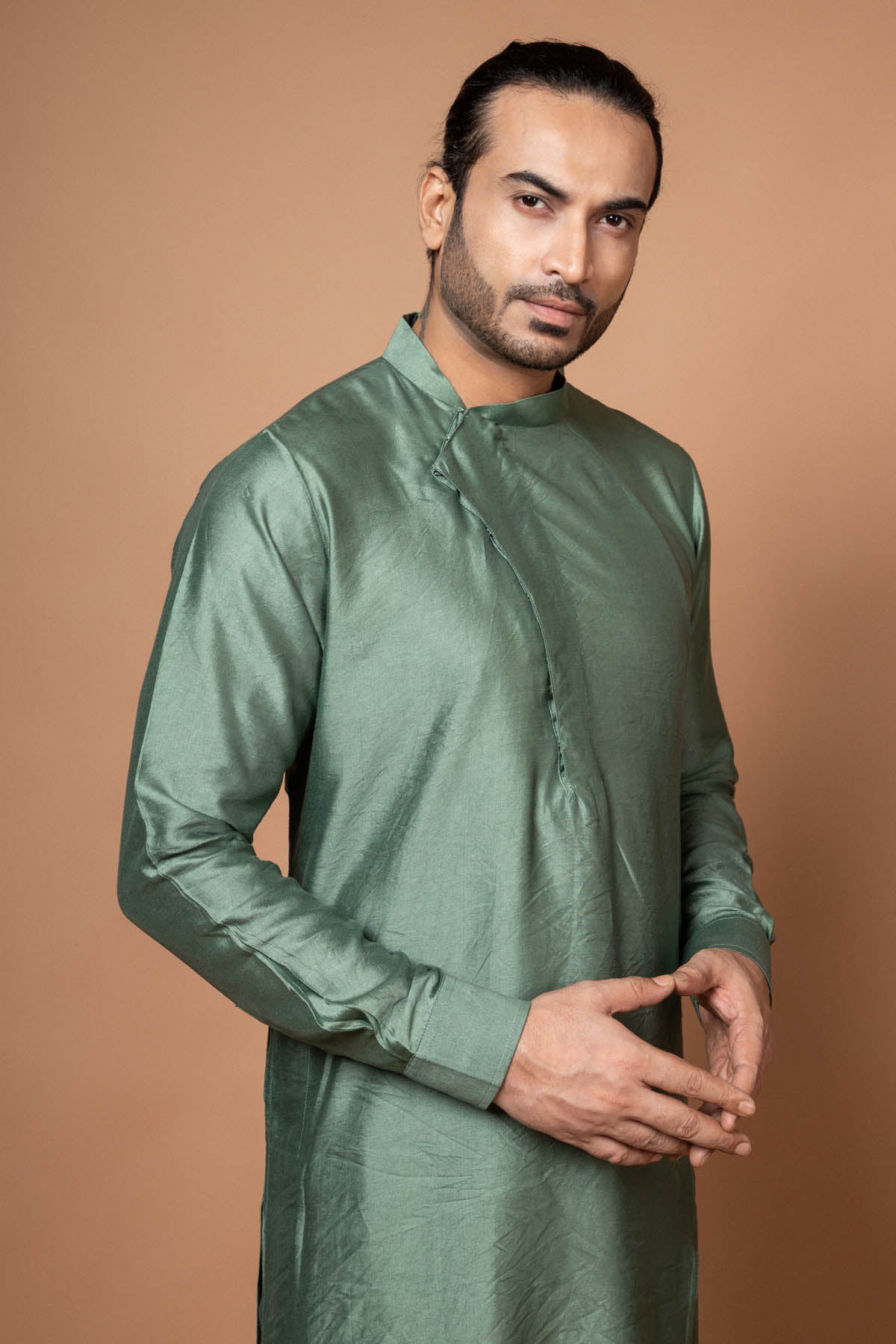 Green Cotton Silk Kurta & Pyjama