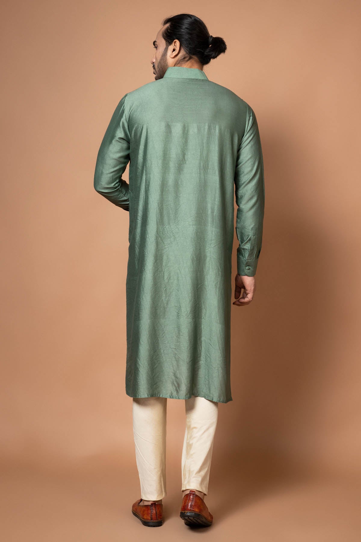 Green Cotton Silk Kurta & Pyjama