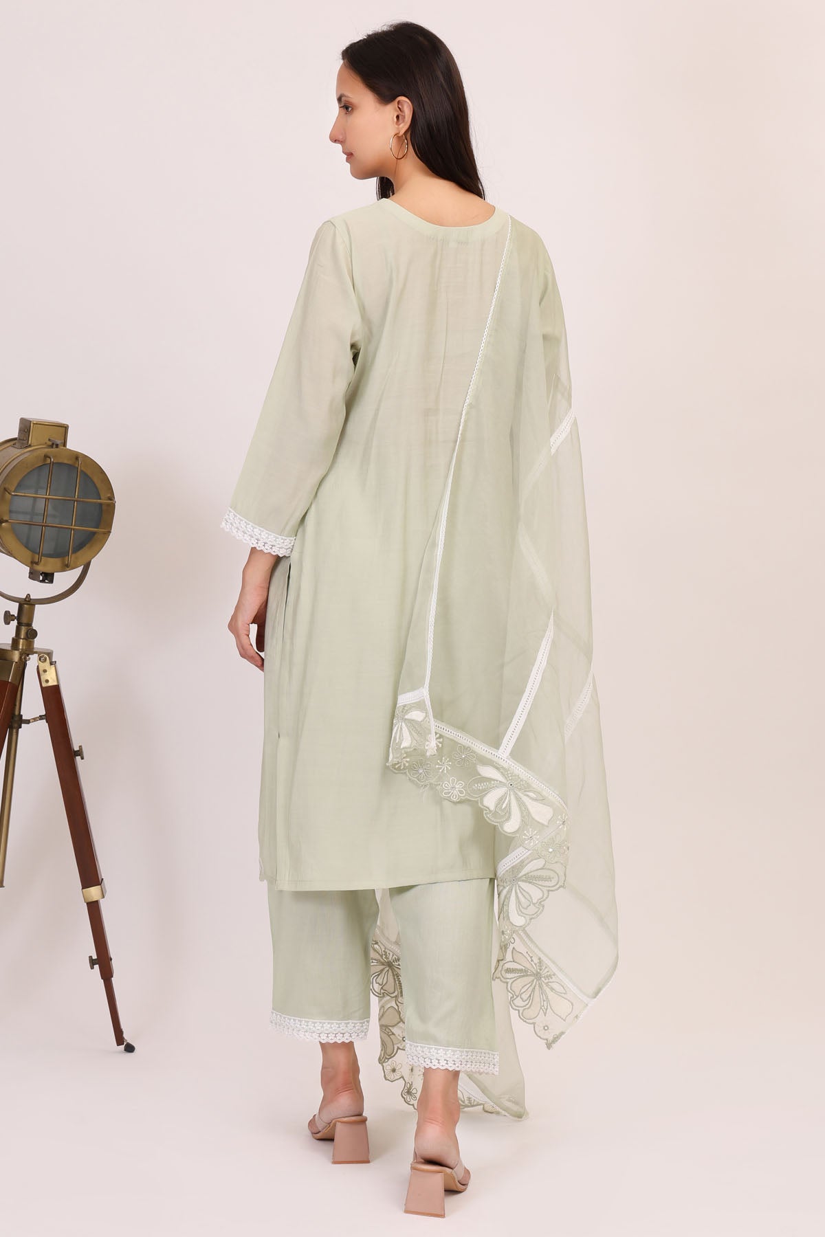 Green Cotton Silk Kurta Set