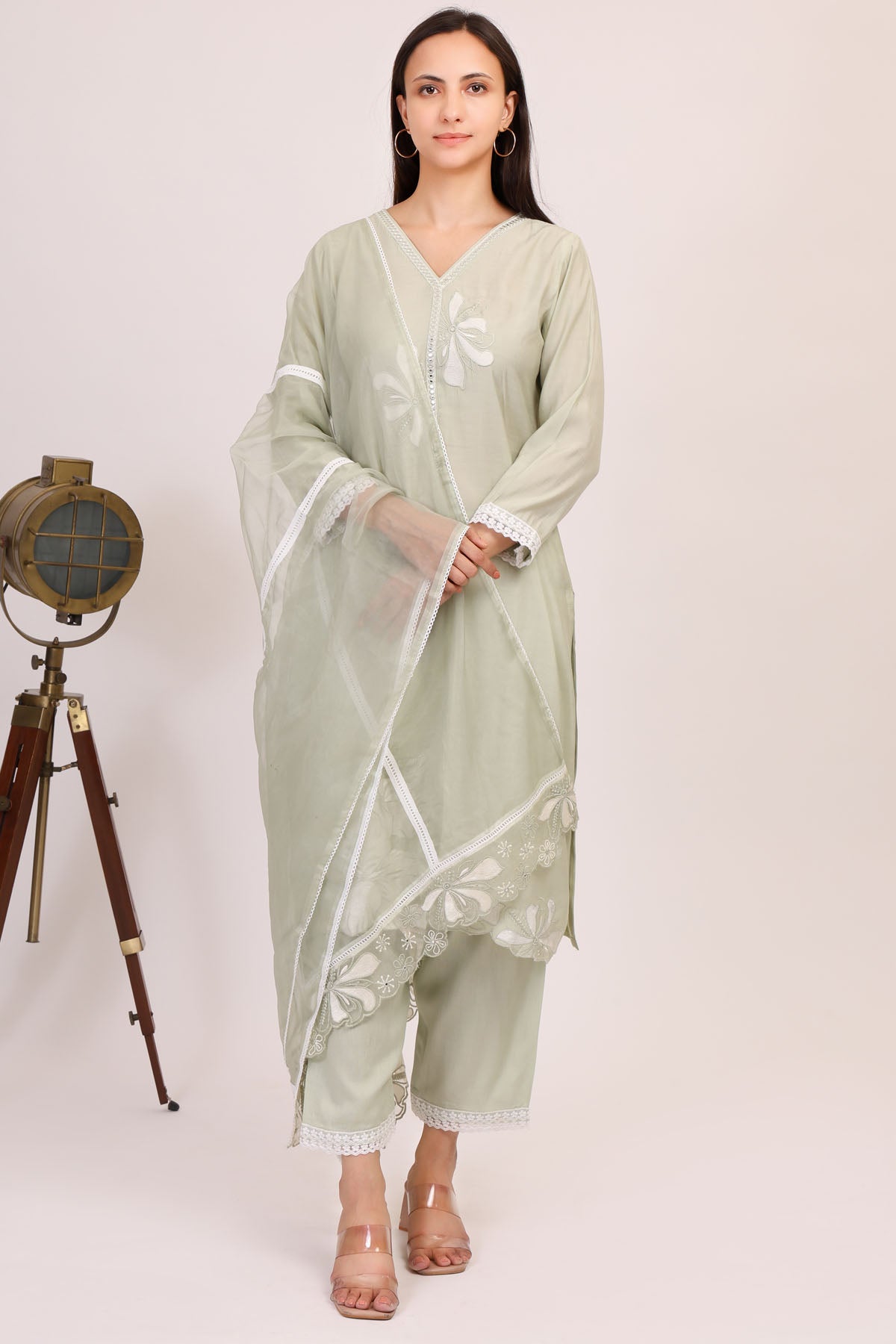 Simply Kitsch Green Cotton Silk Kurta Set for women online at ScrollnShops