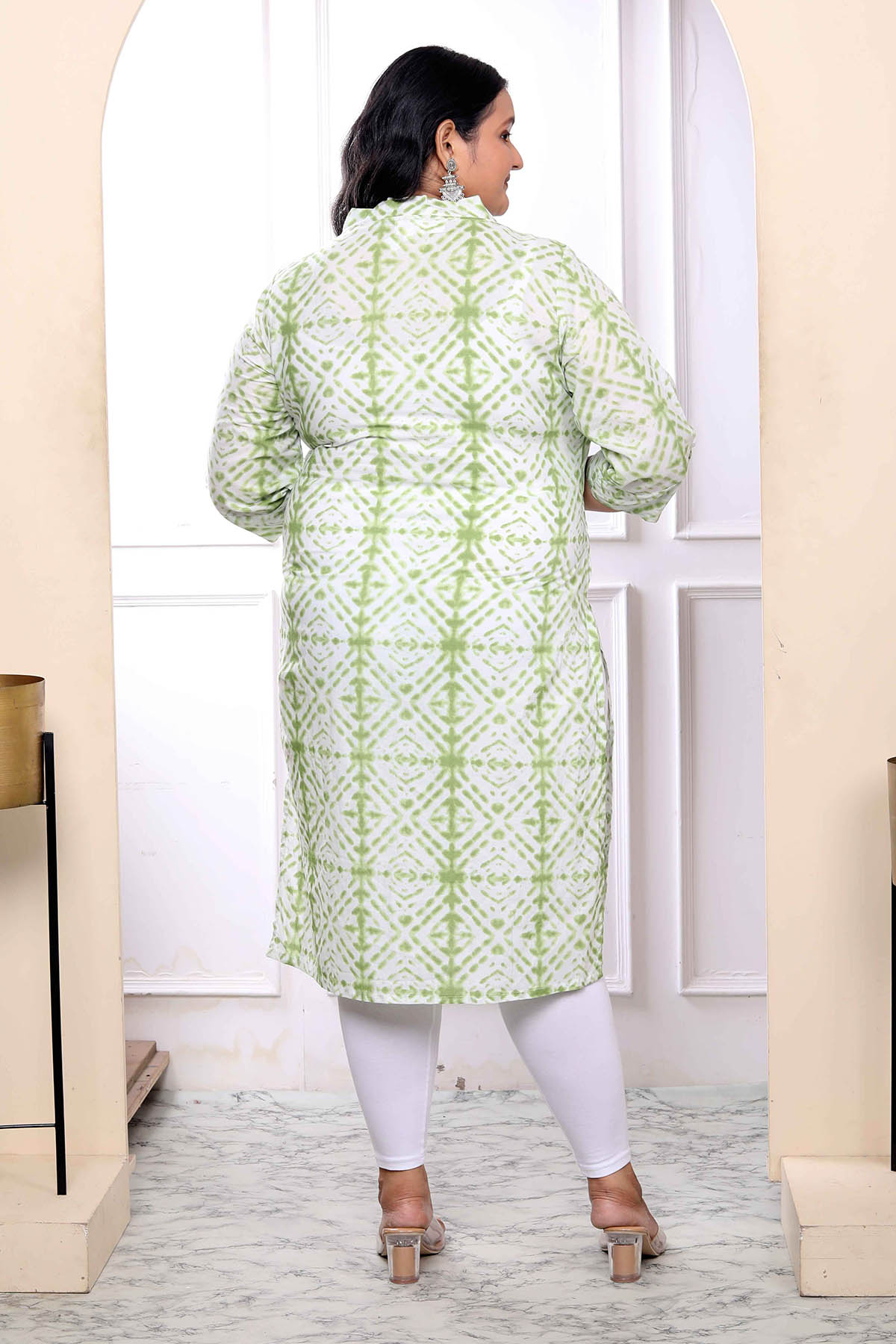 Green Cotton Straight Kurta