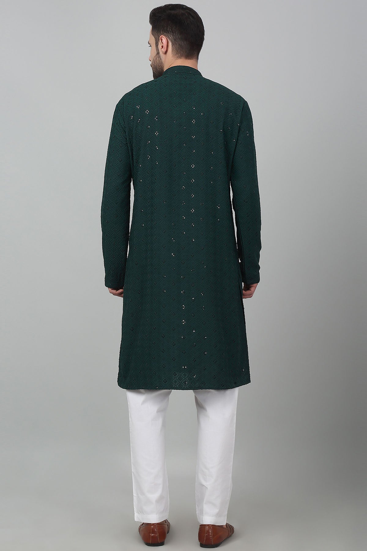 Green Cotton Thread Kurta Set