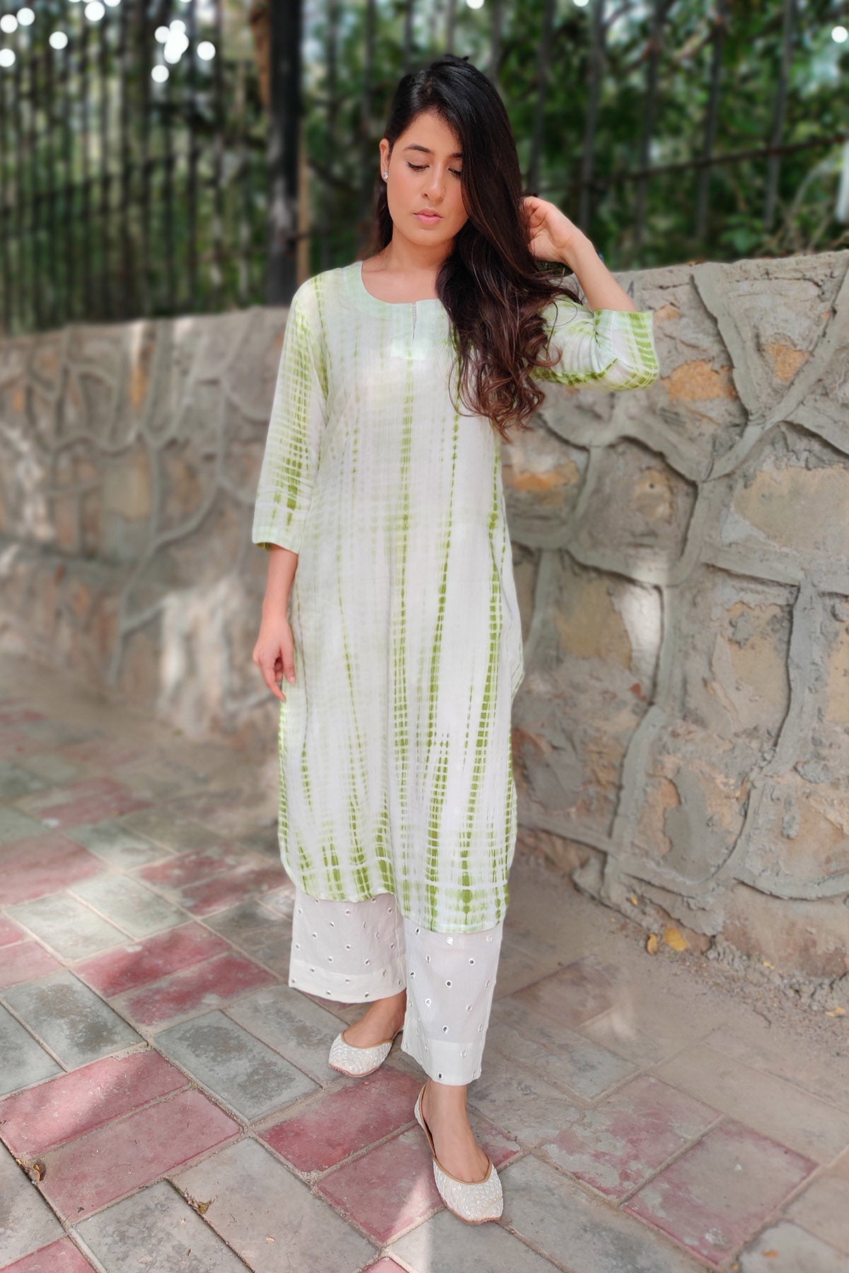 Buy Green Cotton Tie-Dye Kurta Set by The Hemming Bird for women online at ScrollnShops