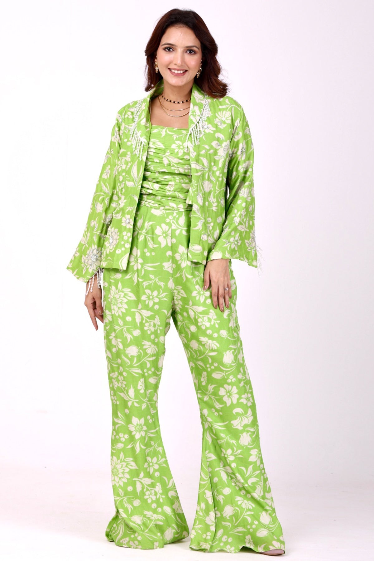 Buy Green Crystal Drop Co-ord Set for women by Namita Sharma Designer online available at scrollnshops