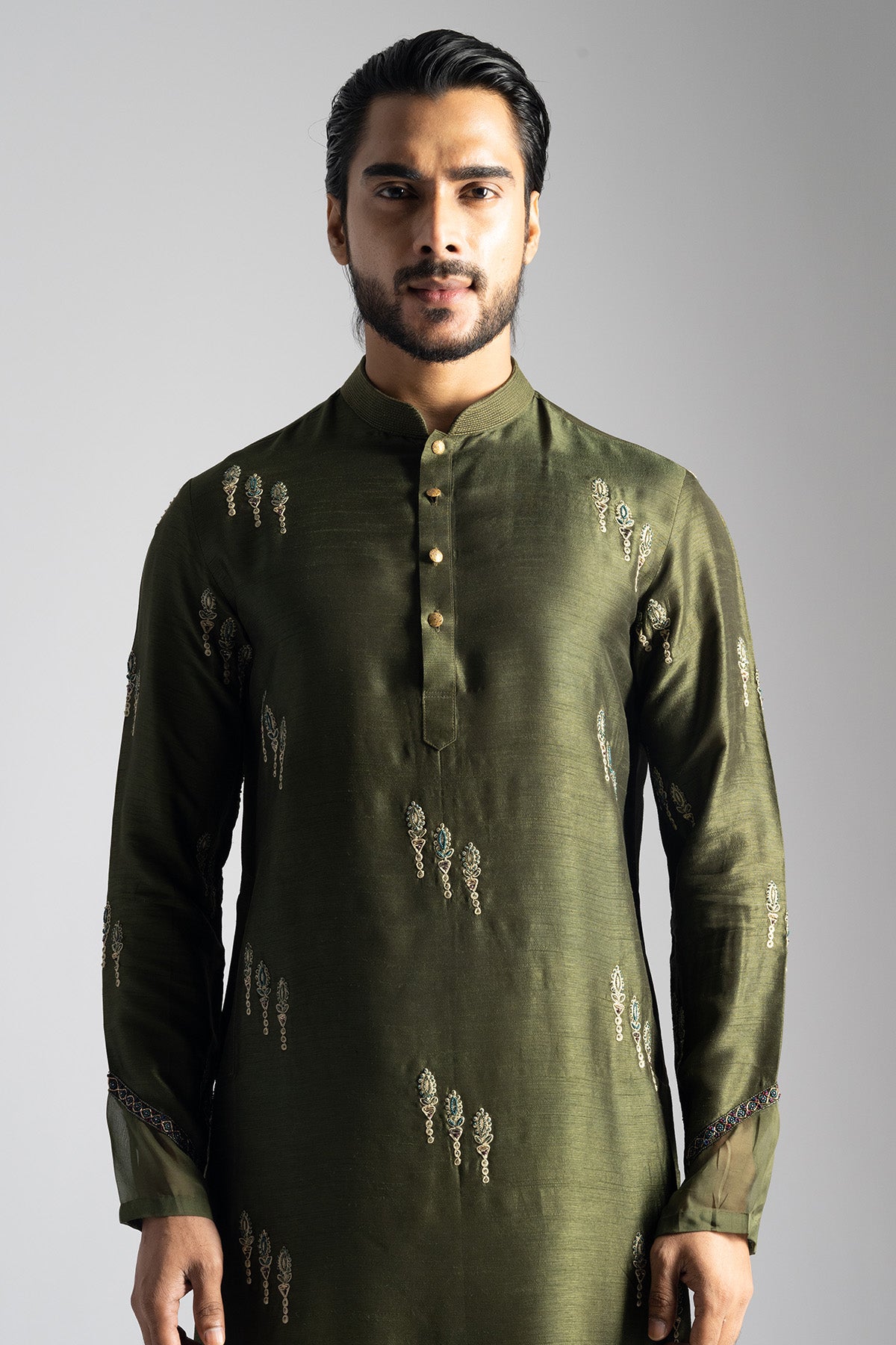 Green Cutdana Kurta And Pants