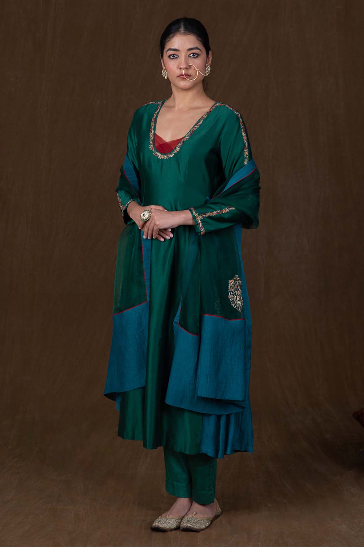 Buy Green Dabka Zardosi Anarkali Set by House Of 87 for women online at ScrollnShops