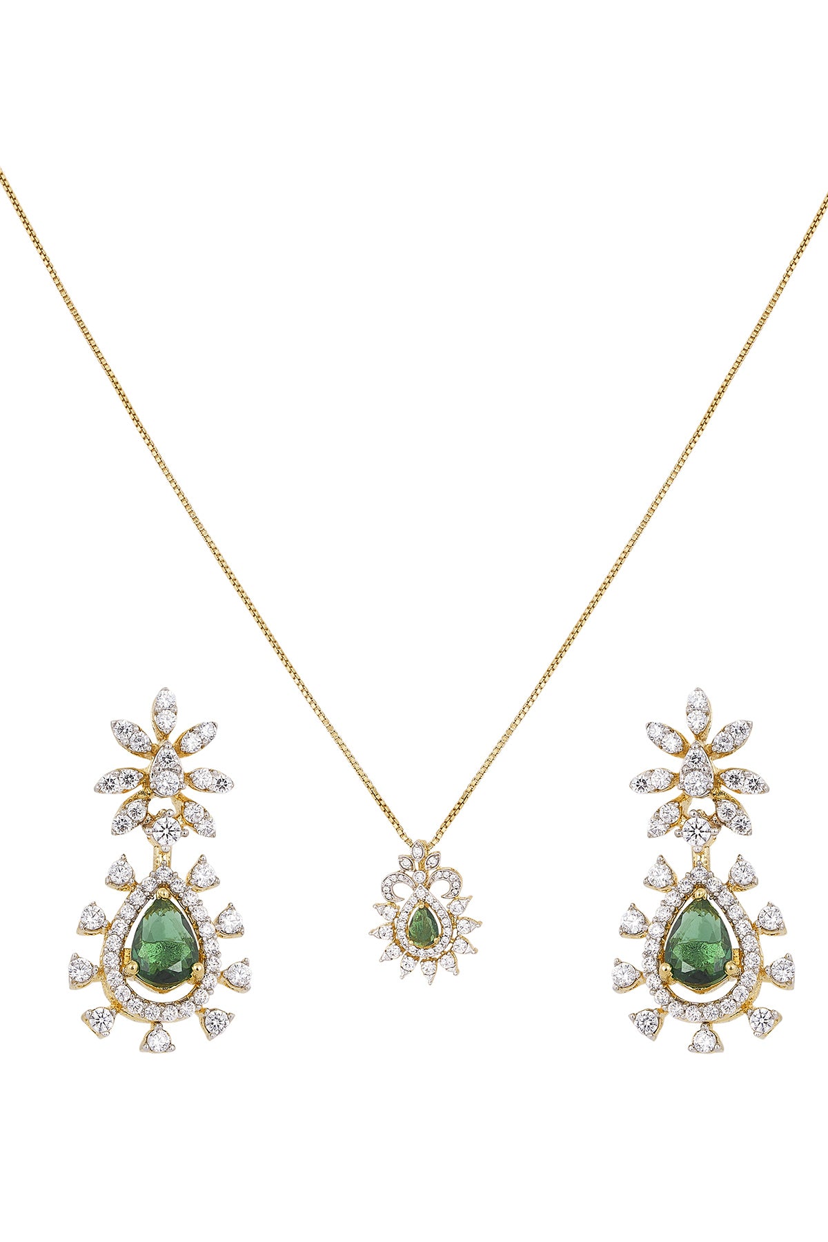 Green Danglers & Necklace Set