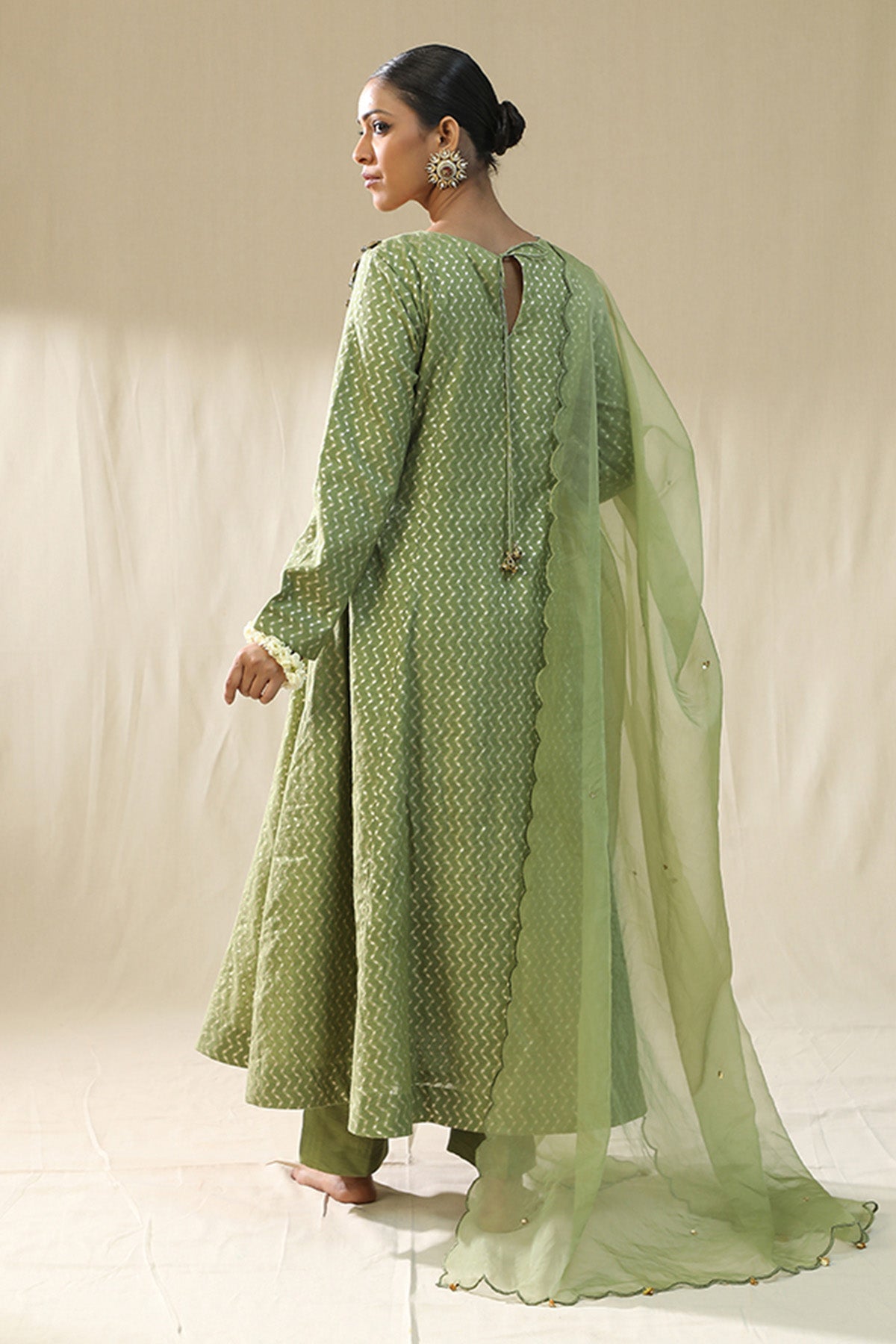 Green Deer Embroidered Kurta Set