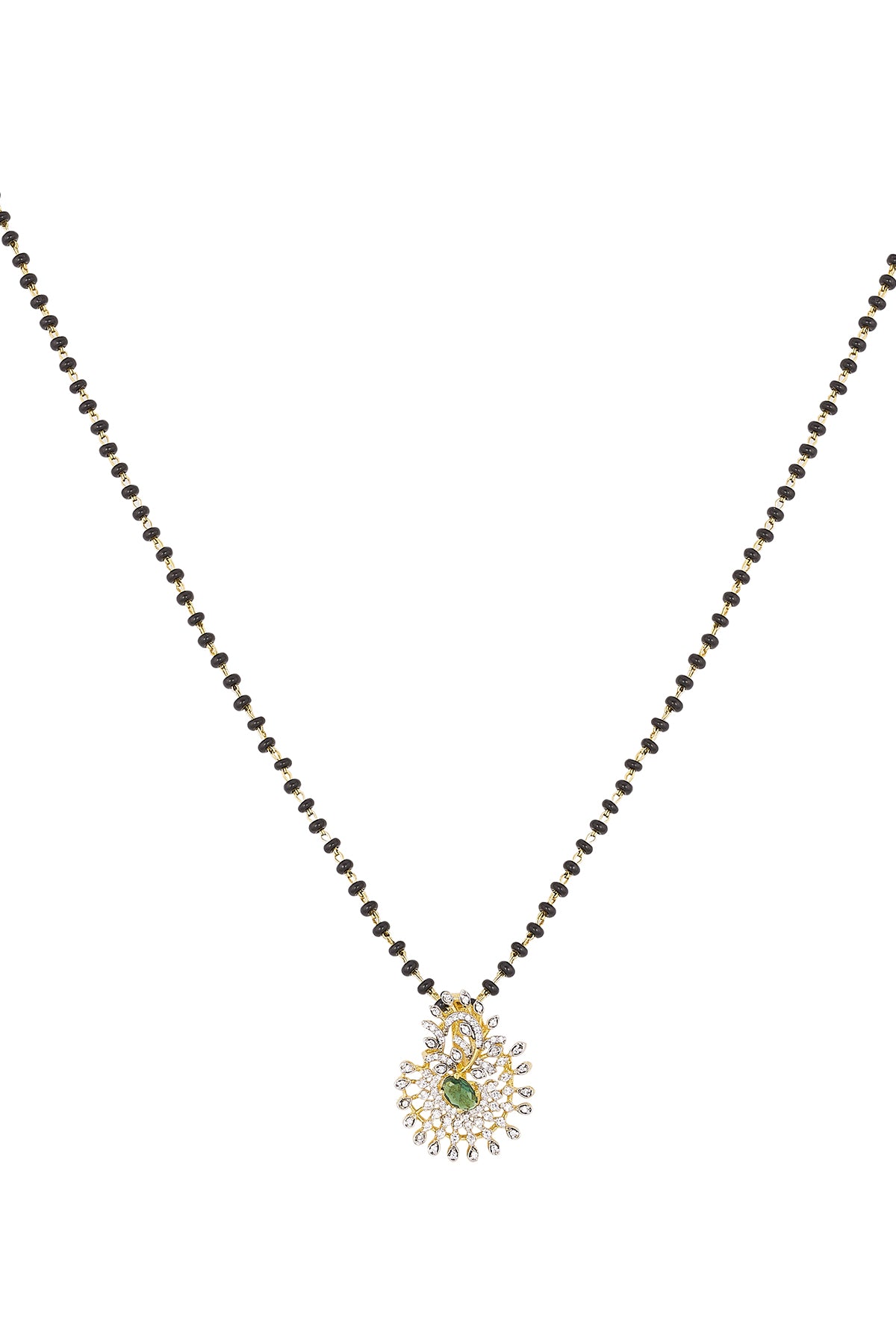 Green Diamond Beads Mangalsutra