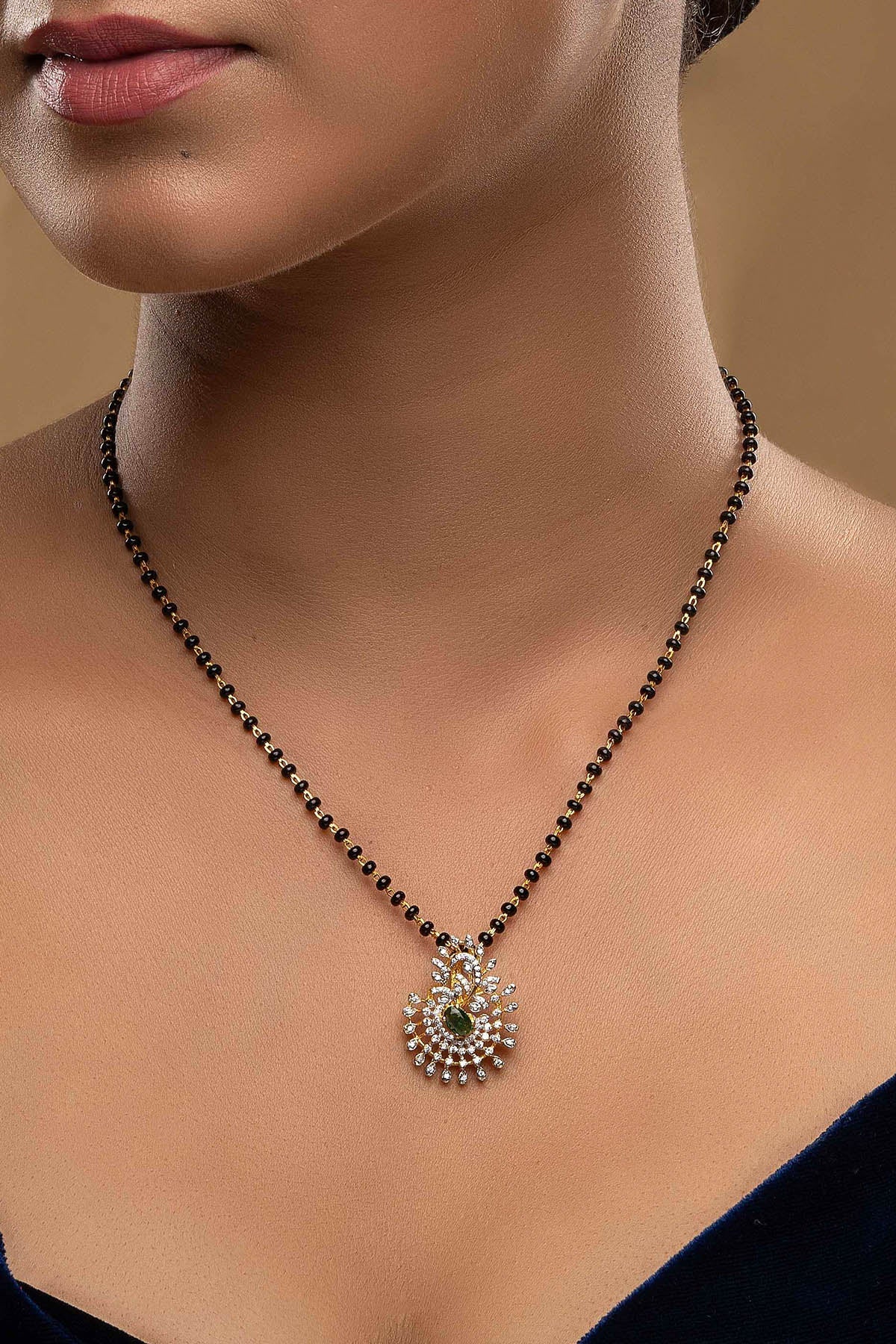 Buy Green Diamond Beads Mangalsutra for women by Sica online available at scrollnshops