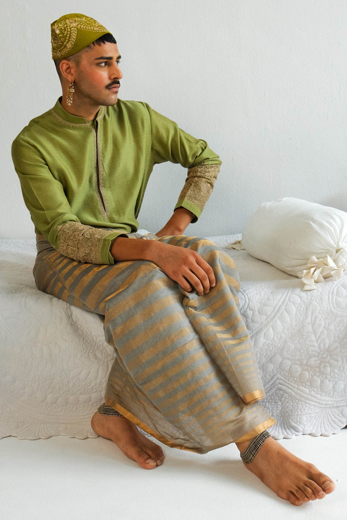 Green Dori Embroidered Kurta Set