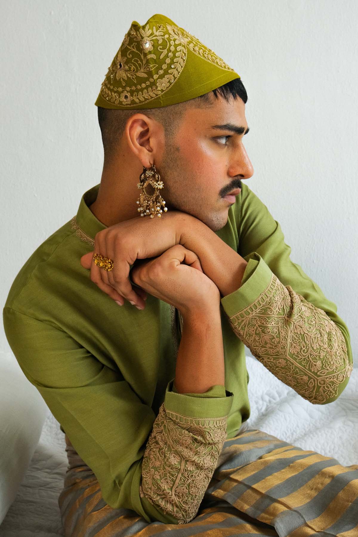 Green Dori Embroidered Kurta Set