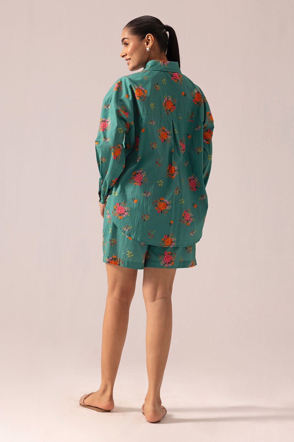 Green Drop Shoulder Co-ord Set