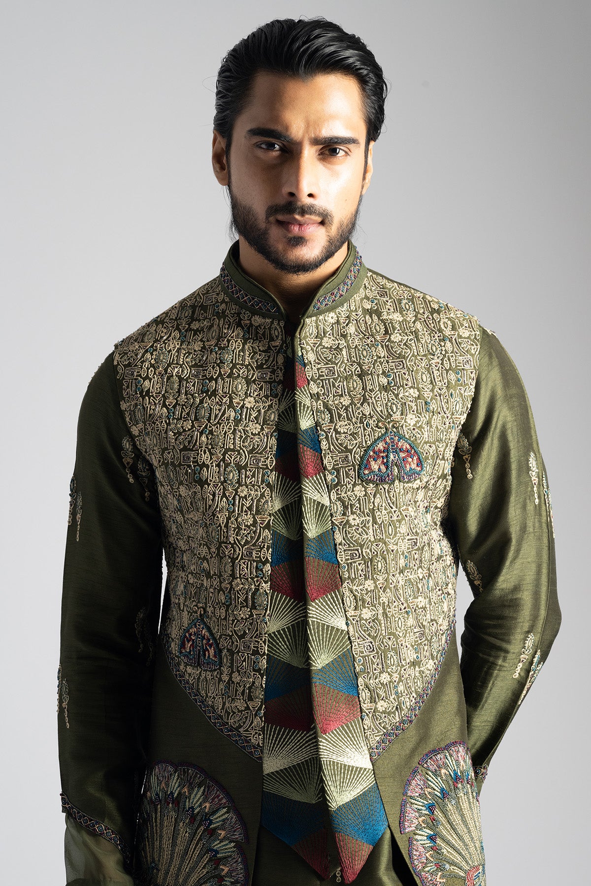 Green Egyptian Bundi Kurta Set