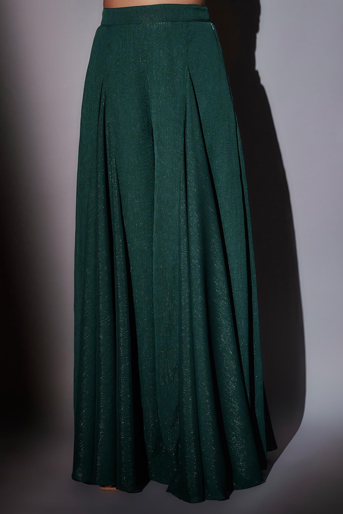 Green Embellished Jacket Set