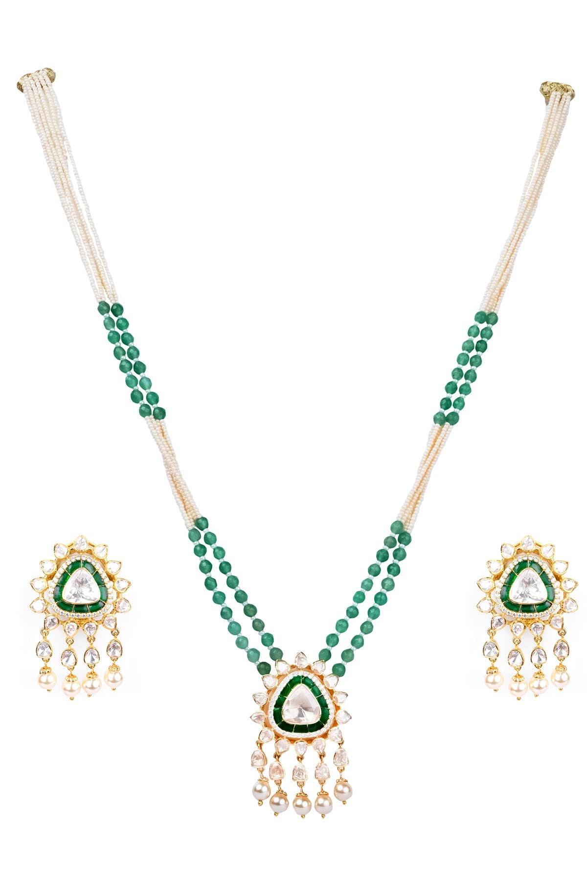 Green Embellished Necklace Set