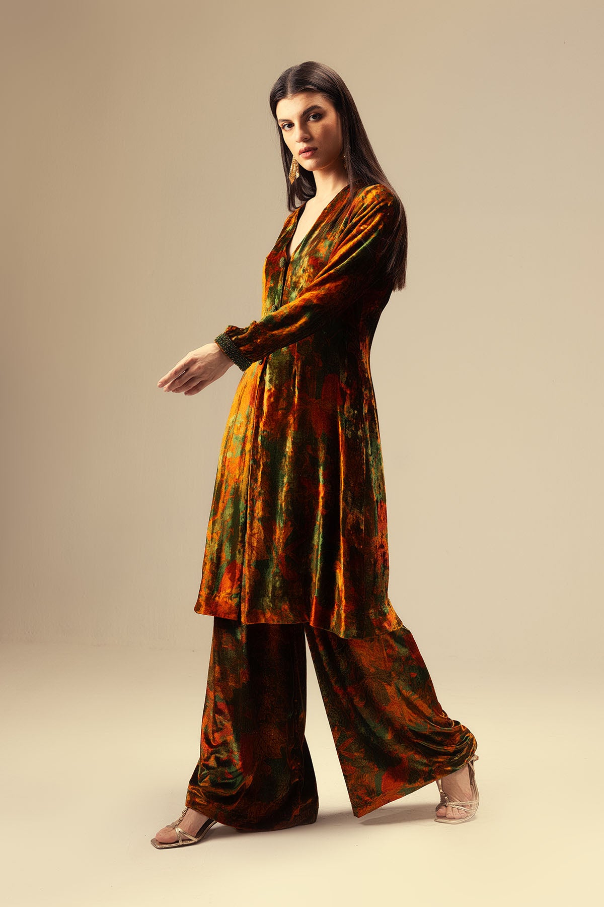 Green Embellished Tunic & Pants