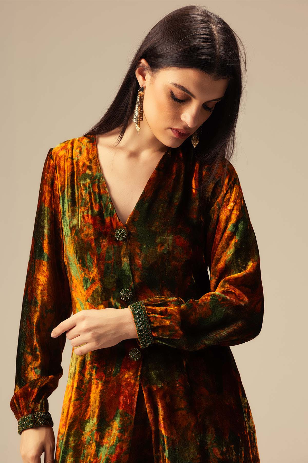 Green Embellished Tunic & Pants