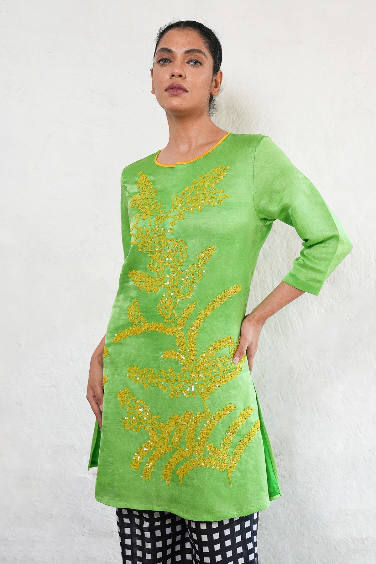 Buy Green Embroidered A-Line Kurta by Saksham Neharicka for women online at ScrollnShops