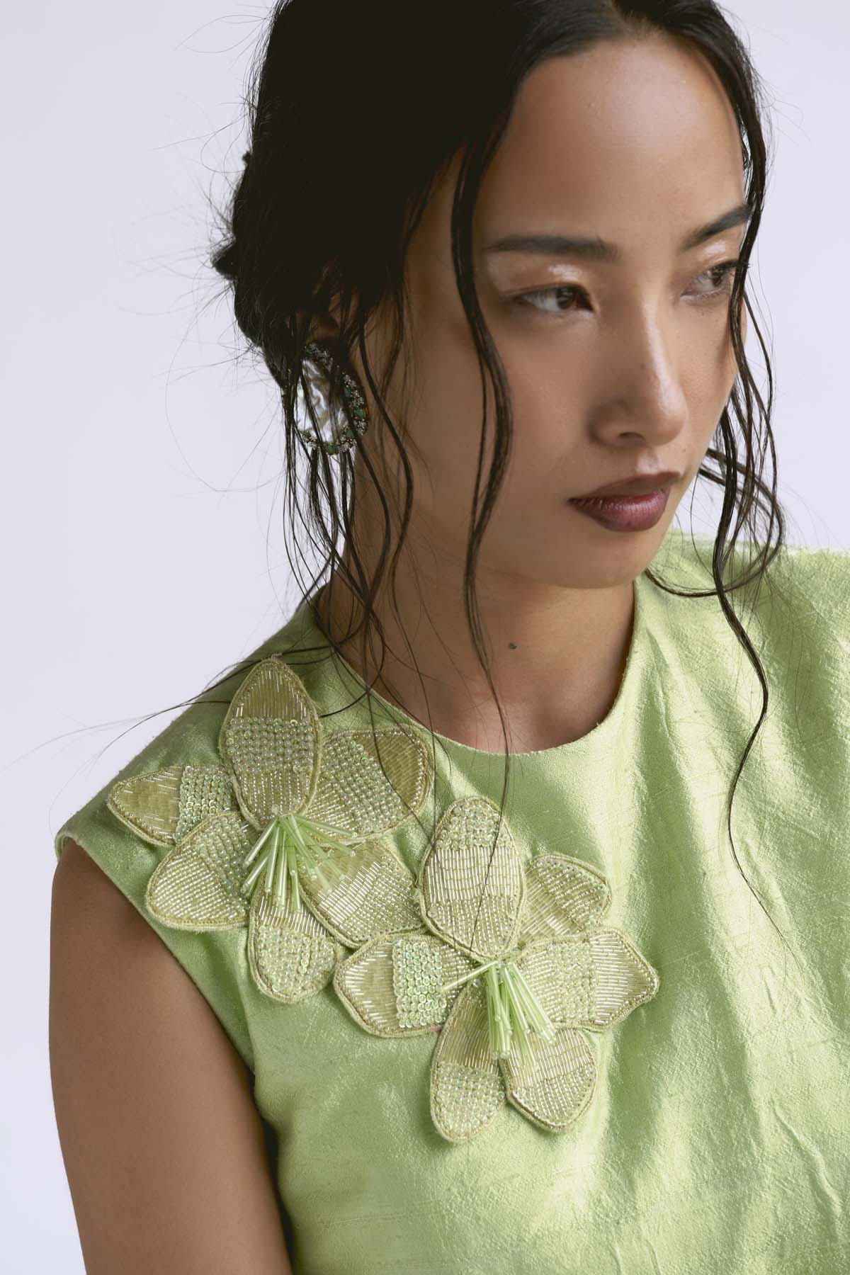 Green Embroidered Blazer & Pants