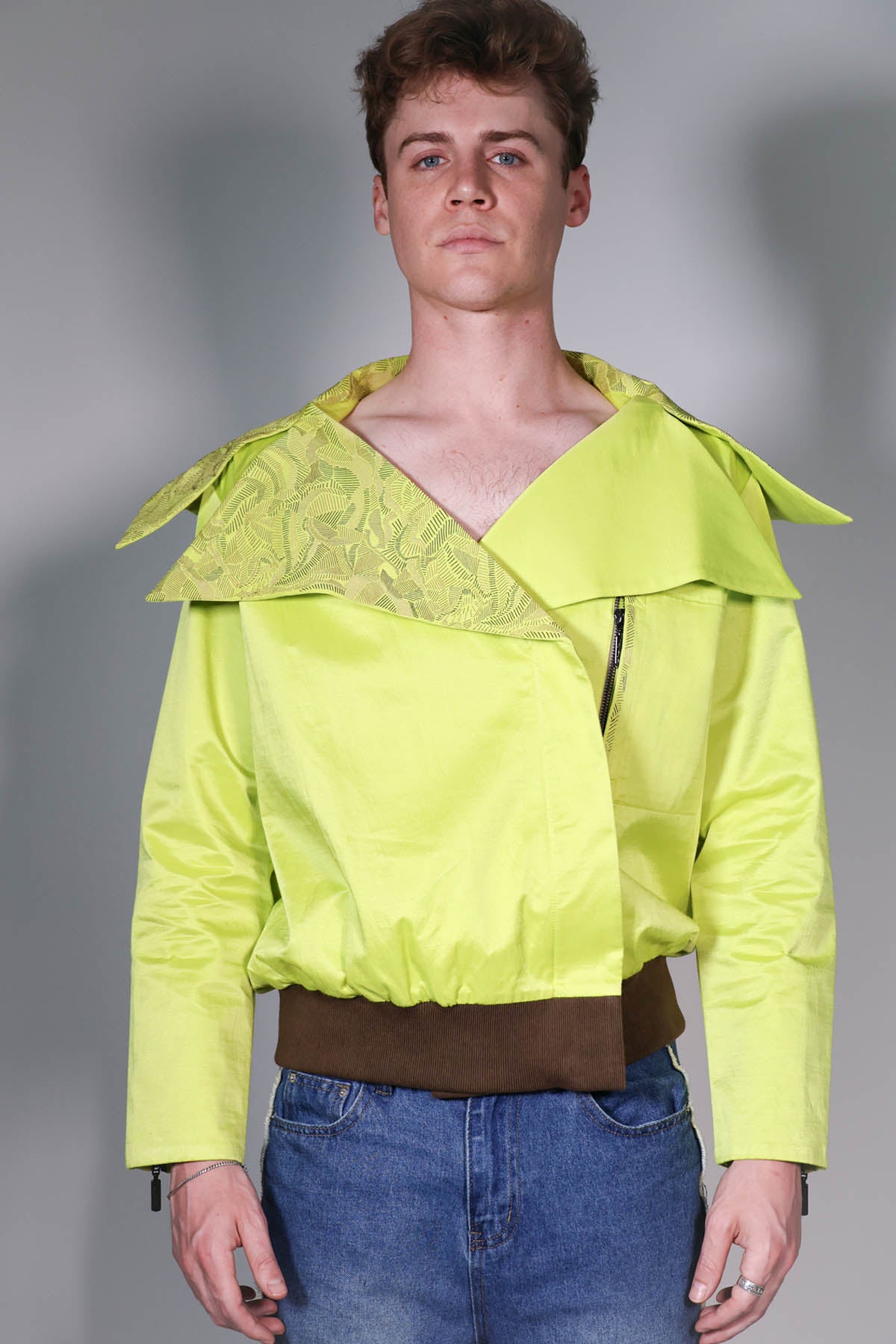 Green Embroidered Bomber Jacket