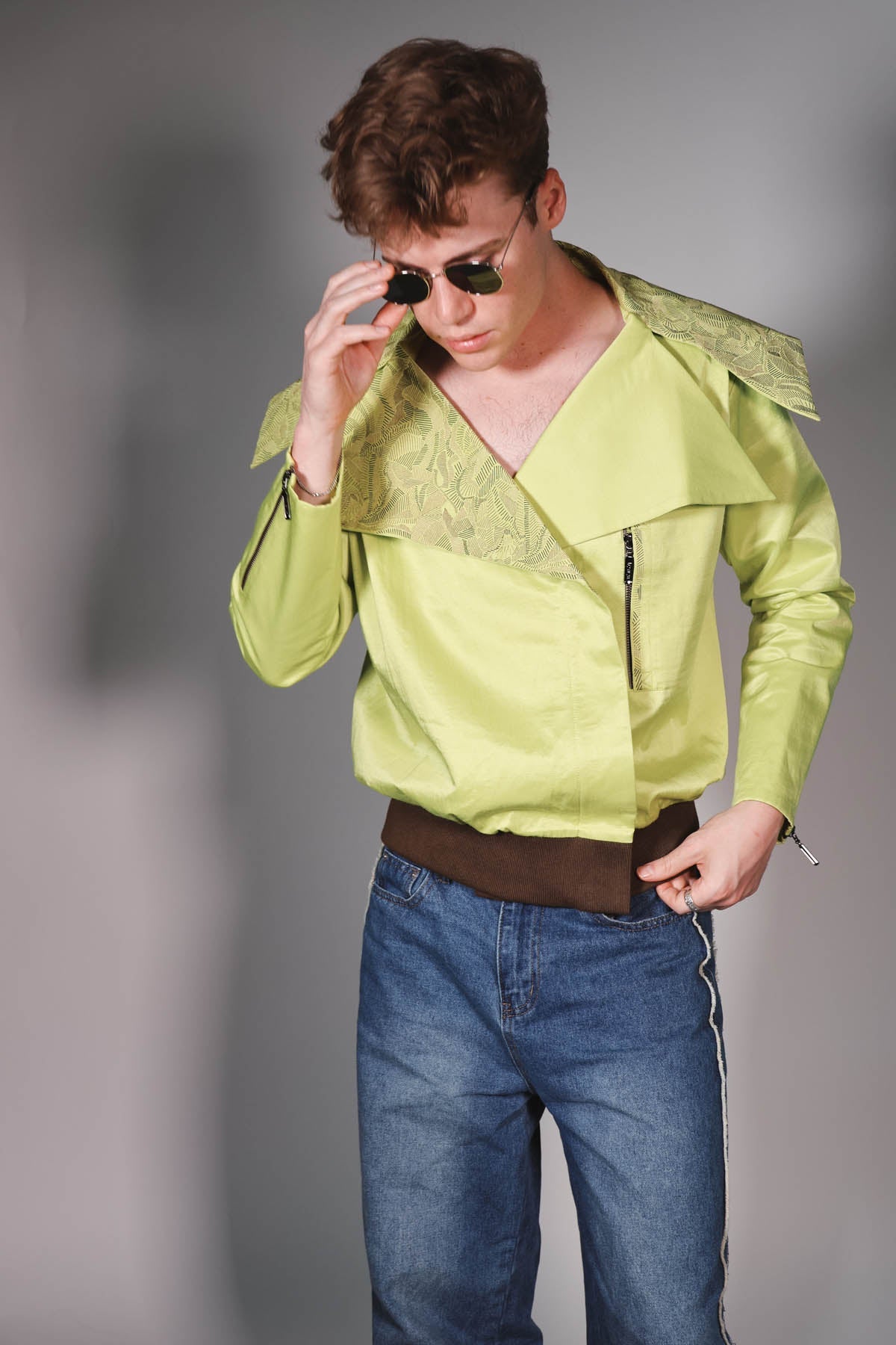 Arya Giri Green Embroidered Bomber Jacket for men online at ScrollnShops