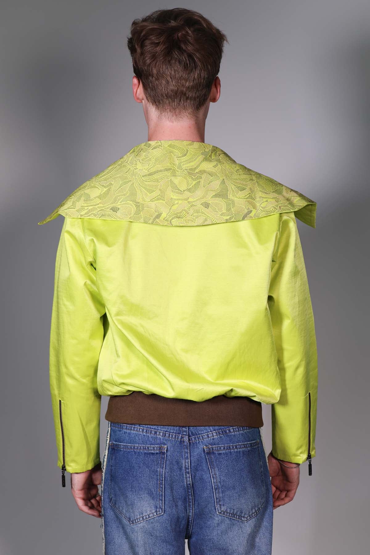 Green Embroidered Bomber Jacket