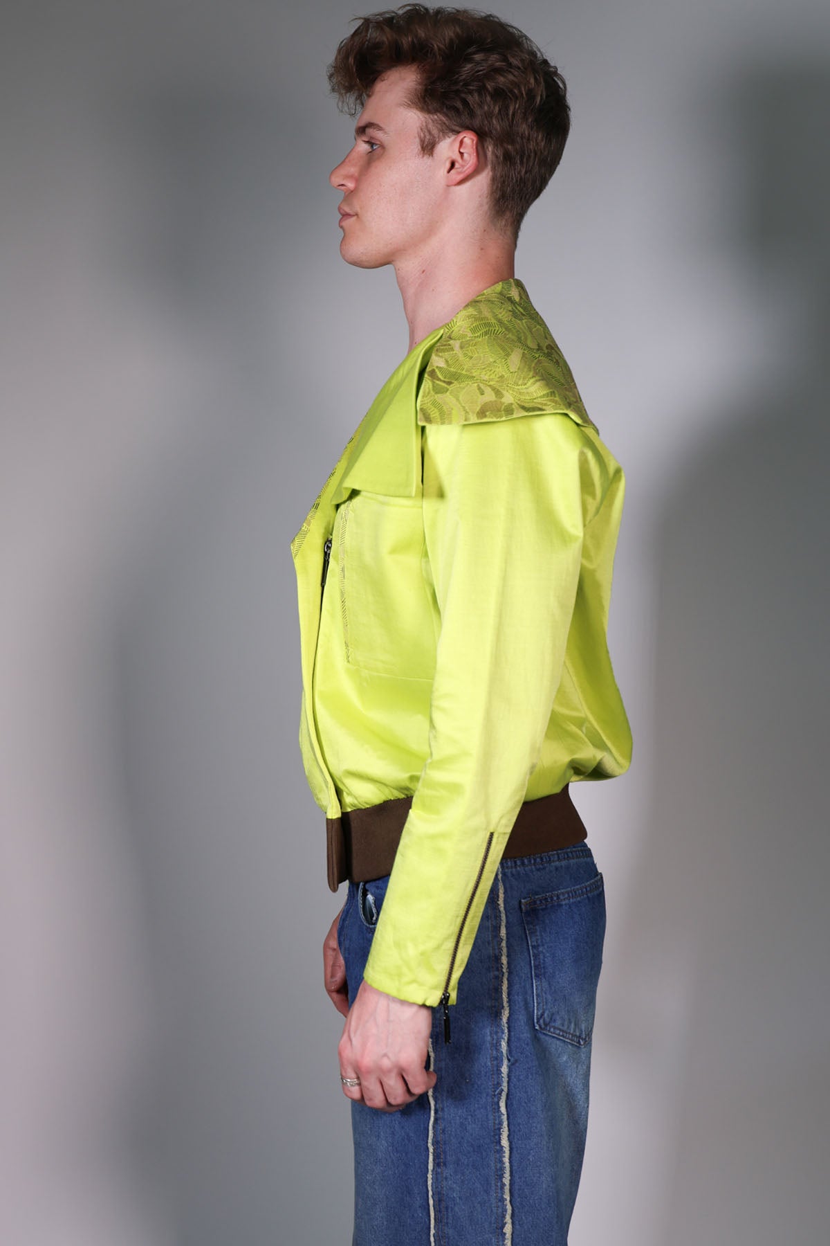 Green Embroidered Bomber Jacket