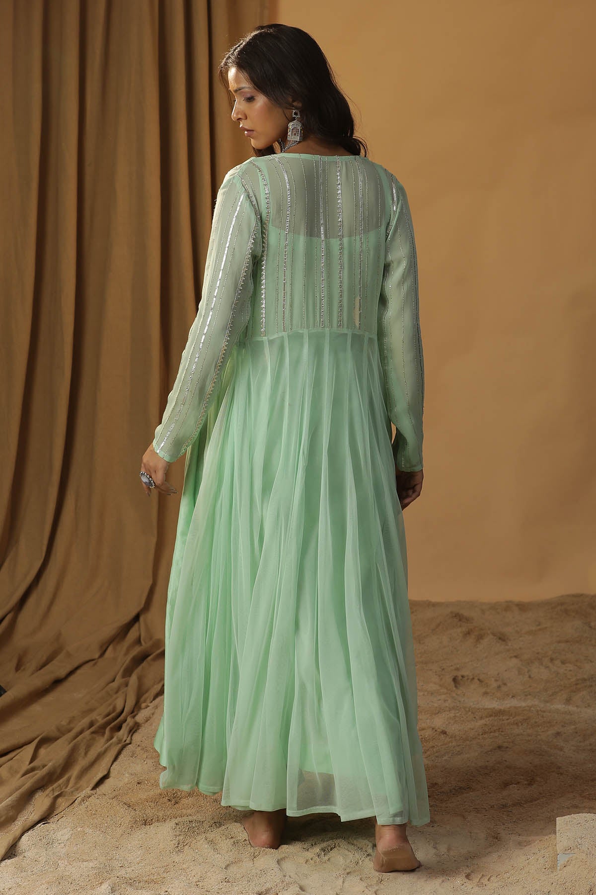 Green Embroidered Jacket & Dress