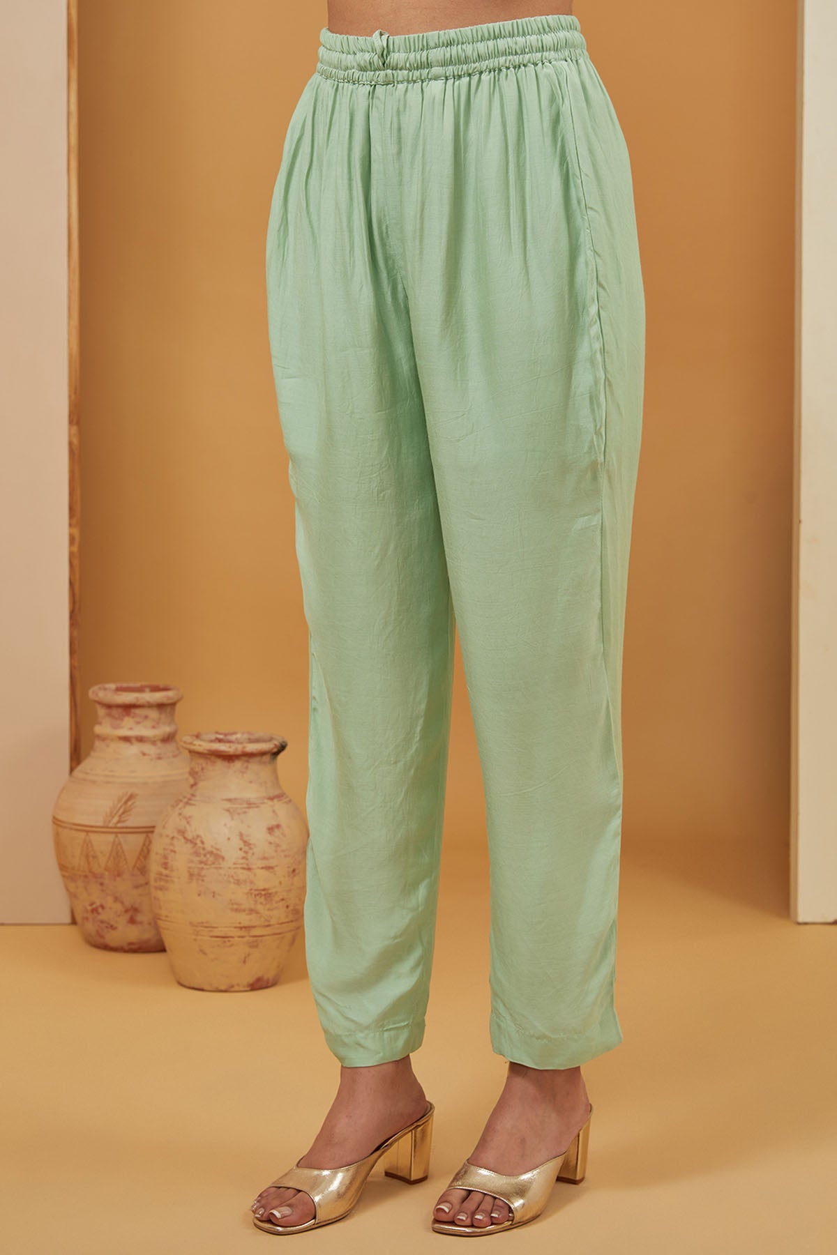 Green Embroidered Kaftan Set