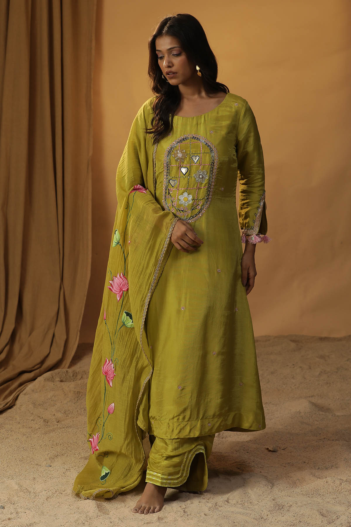 Arpita Sulakshana Green Embroidered Kurta Set for women online at ScrollnShops