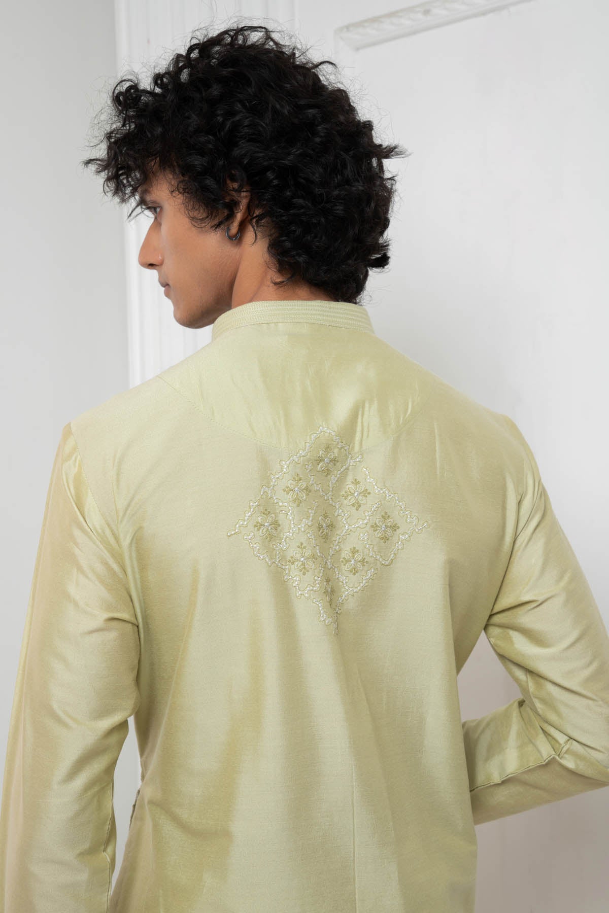 Cotton Silk Light Green Kurta Set