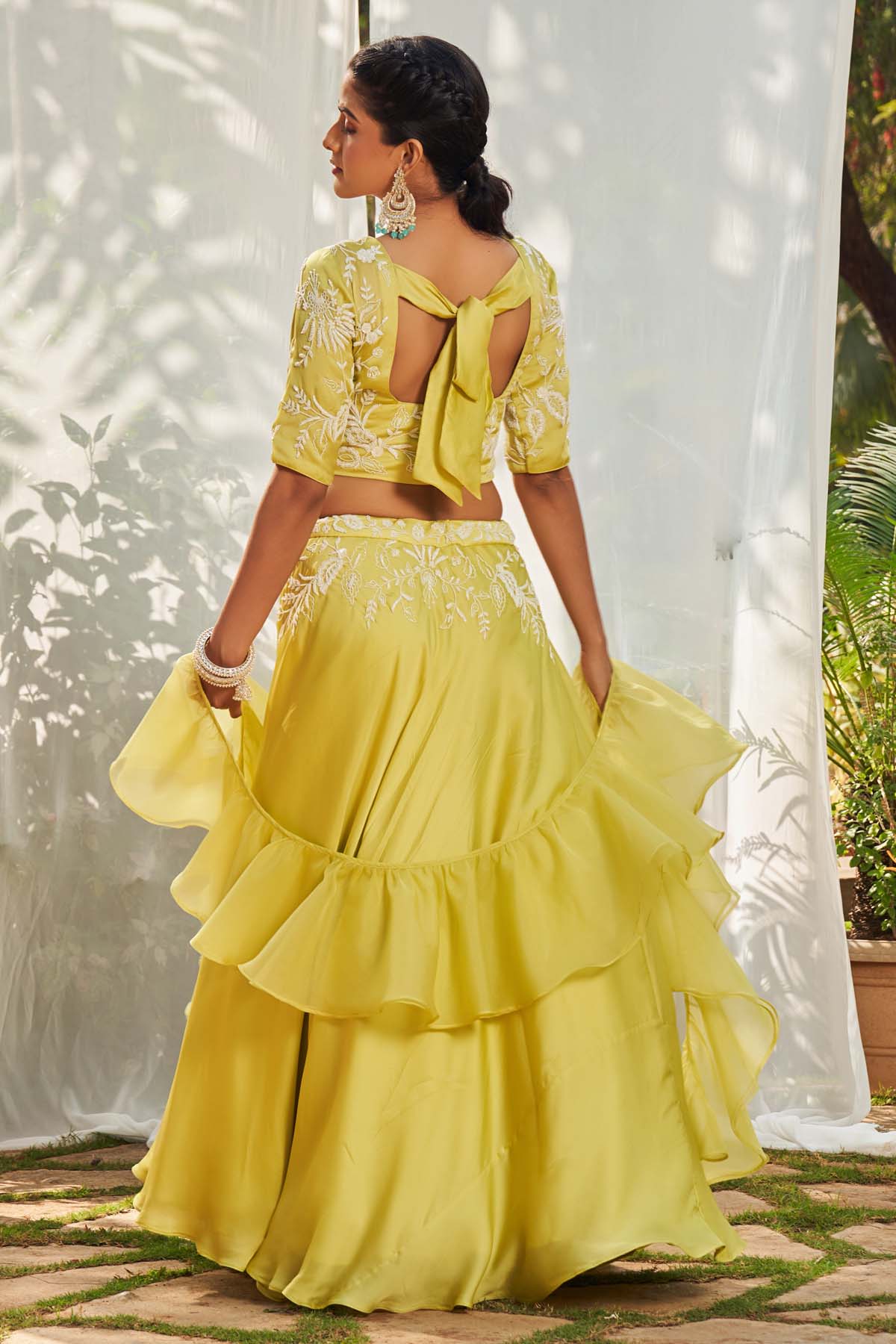 Lime Embroidered Lehenga Set