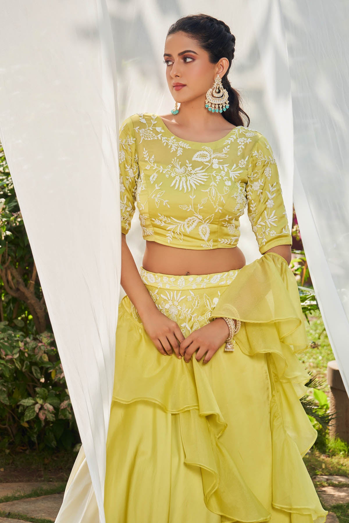 Lime Embroidered Lehenga Set