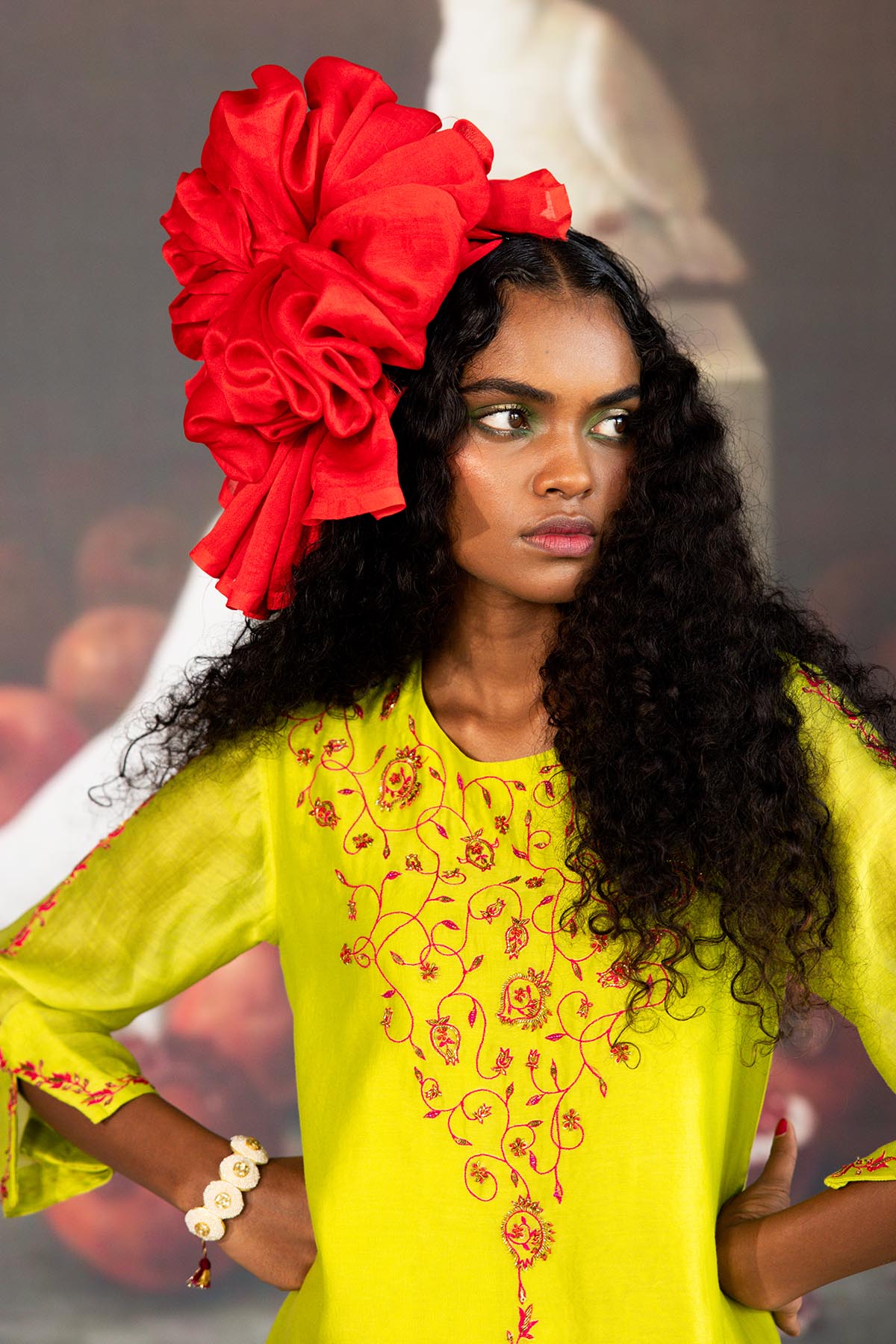 Green Embroidered Long Kurta