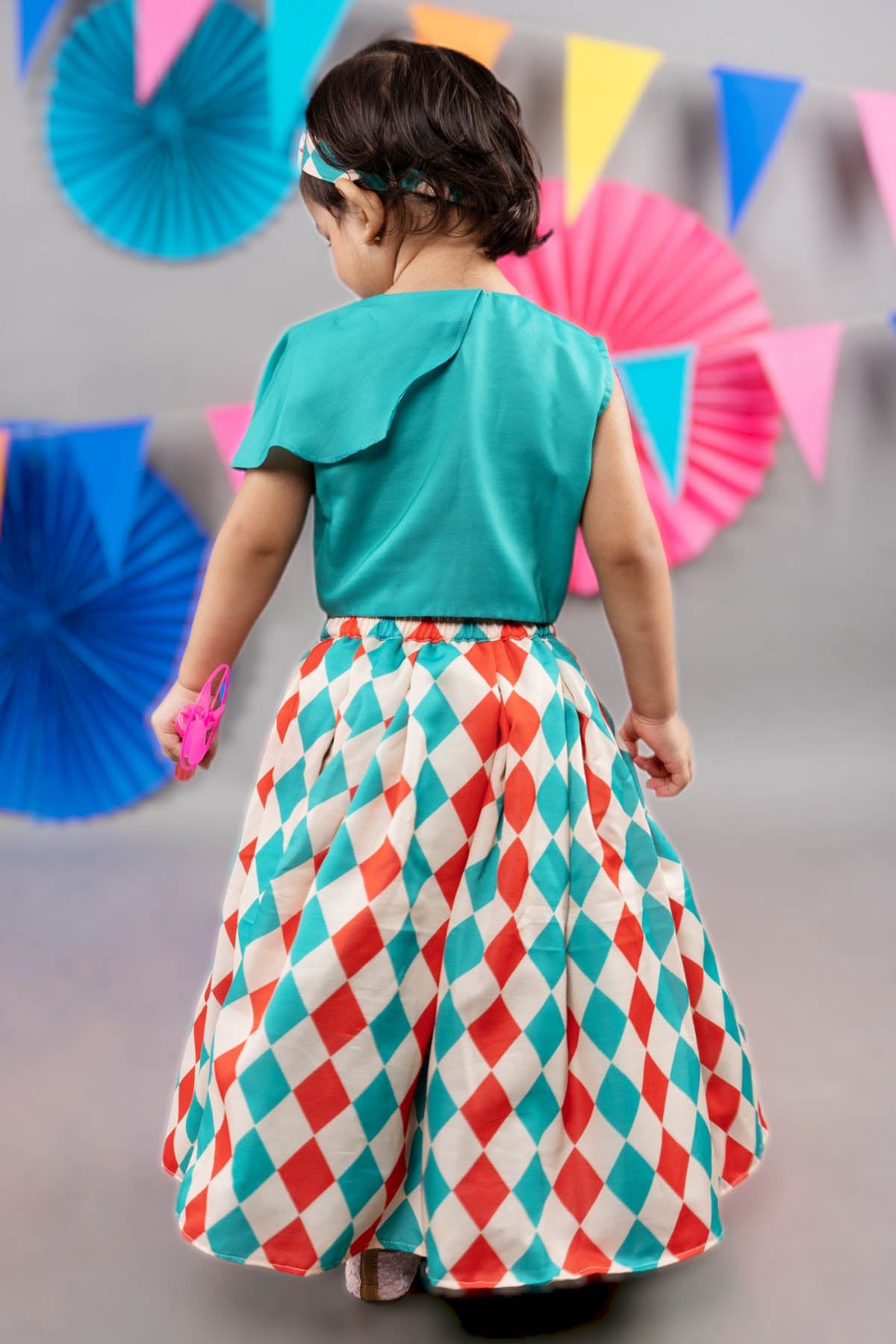 Green Embroidered Top & Skirt