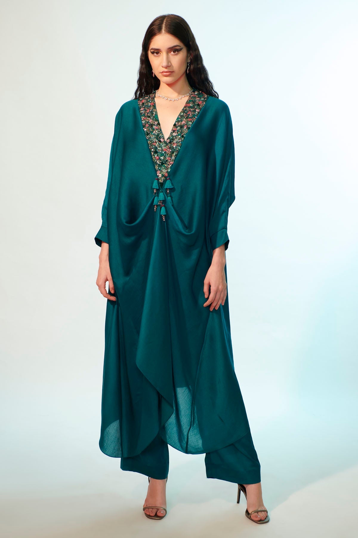 Anjali Kanwar Green Embroidered Tunic & Pants for women online at ScrollnShops