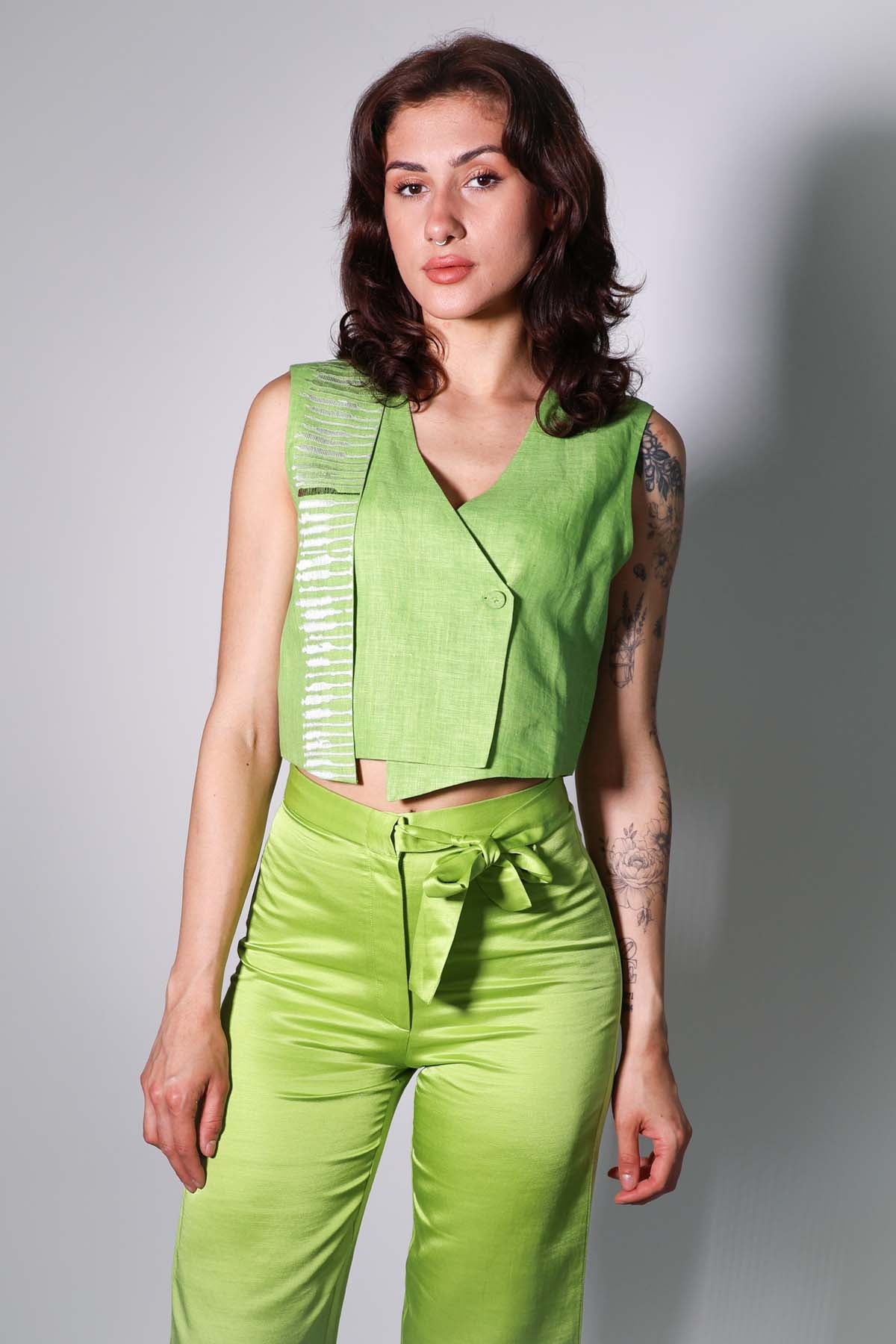 Buy Arya Giri Green Embroidered Waistcoat